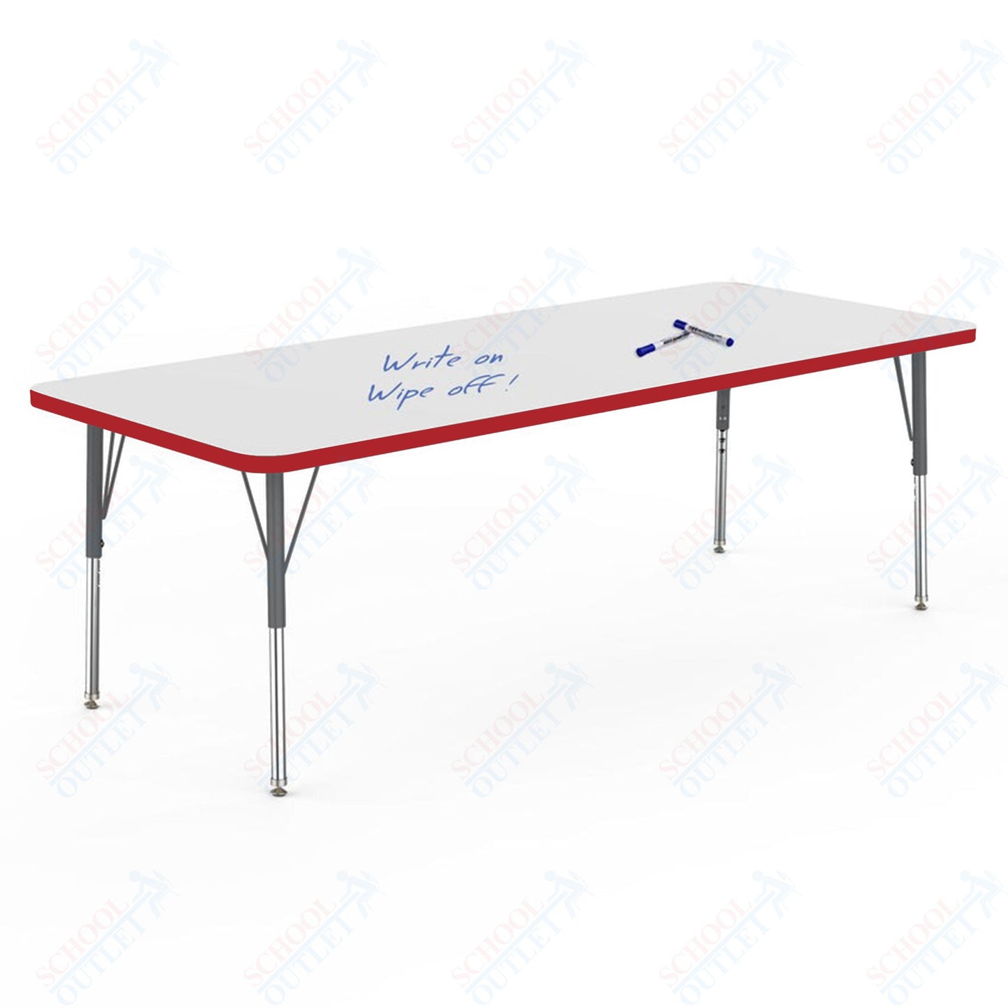 Marco MG2200 Series Rectangle Preschool Table w/ Dry Erase Top 30" x 72" Adj Height 16"-24" (MG2238-DA)