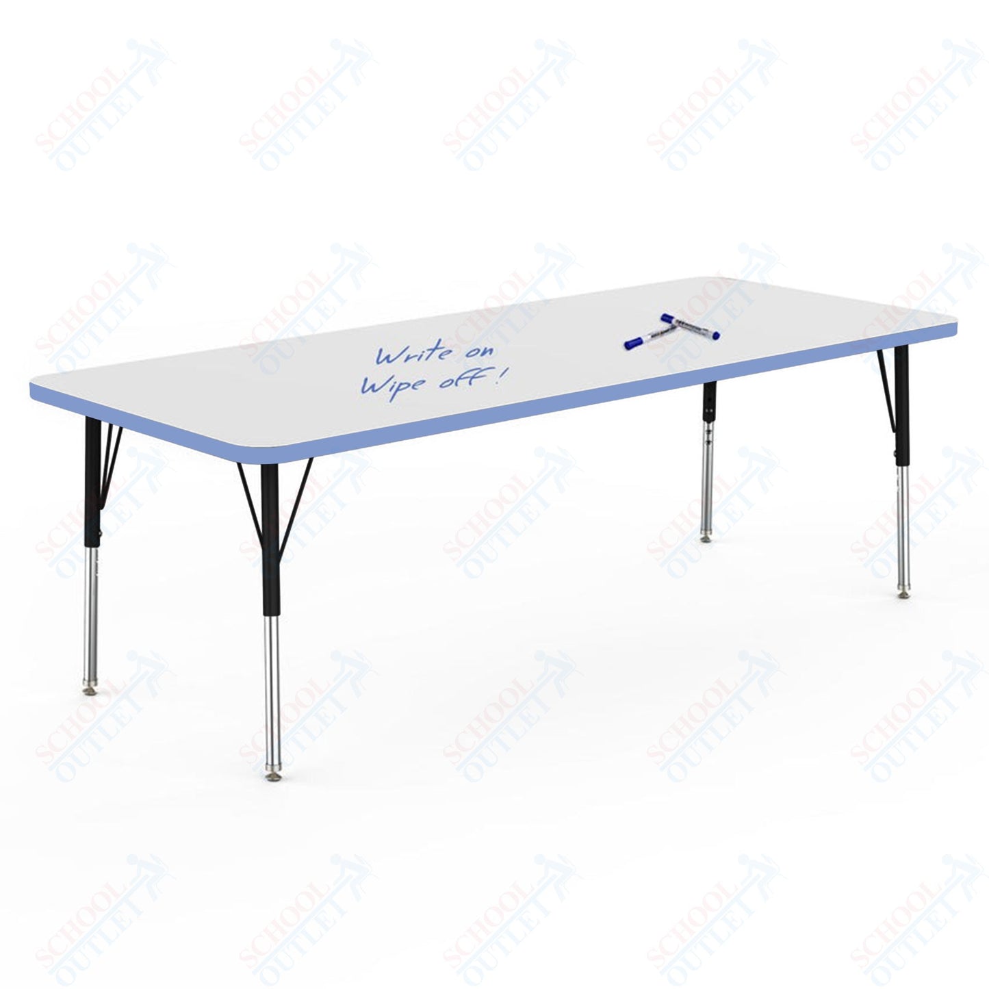 Marco MG2200 Series Rectangle Preschool Table w/ Dry Erase Top 30" x 72" Adj Height 16"-24" (MG2238-DA)