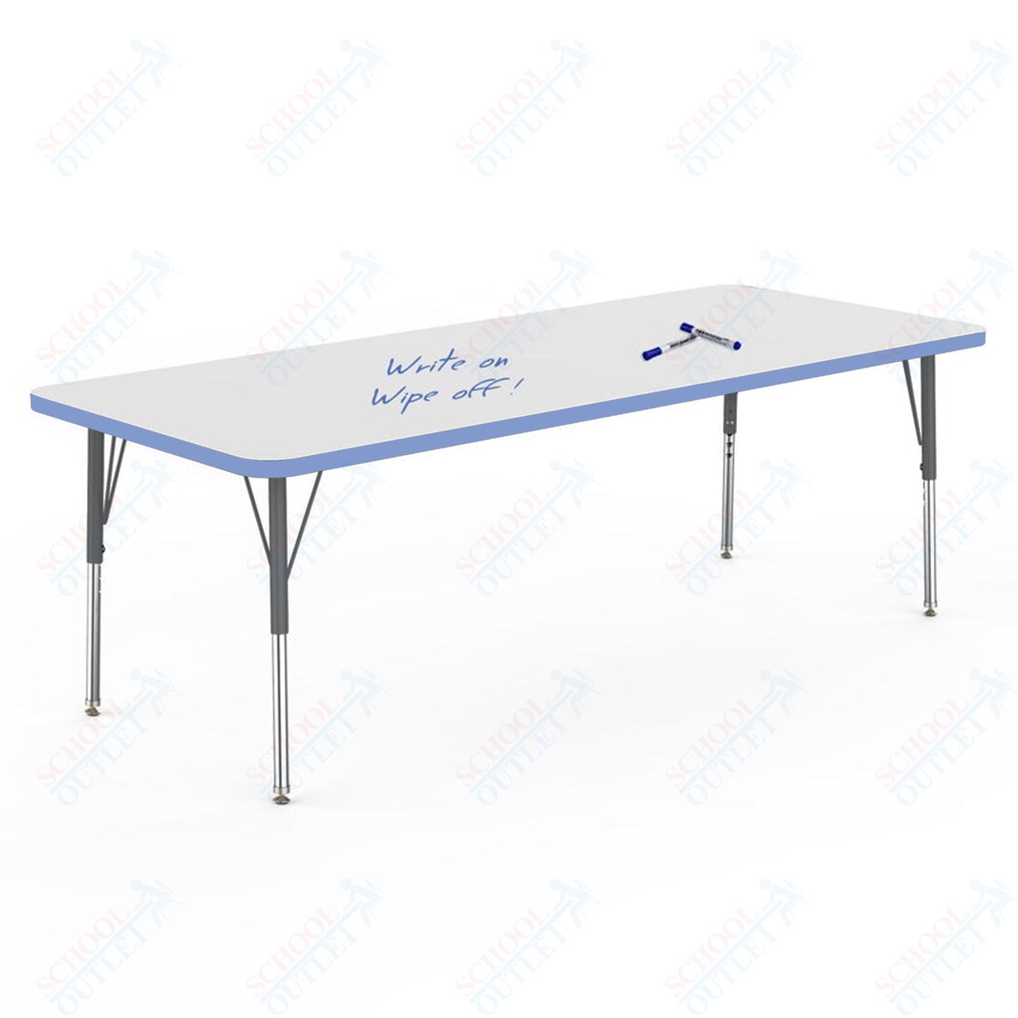Marco MG2200 Series Rectangle Preschool Table w/ Dry Erase Top 30" x 72" Adj Height 16"-24" (MG2238-DA)