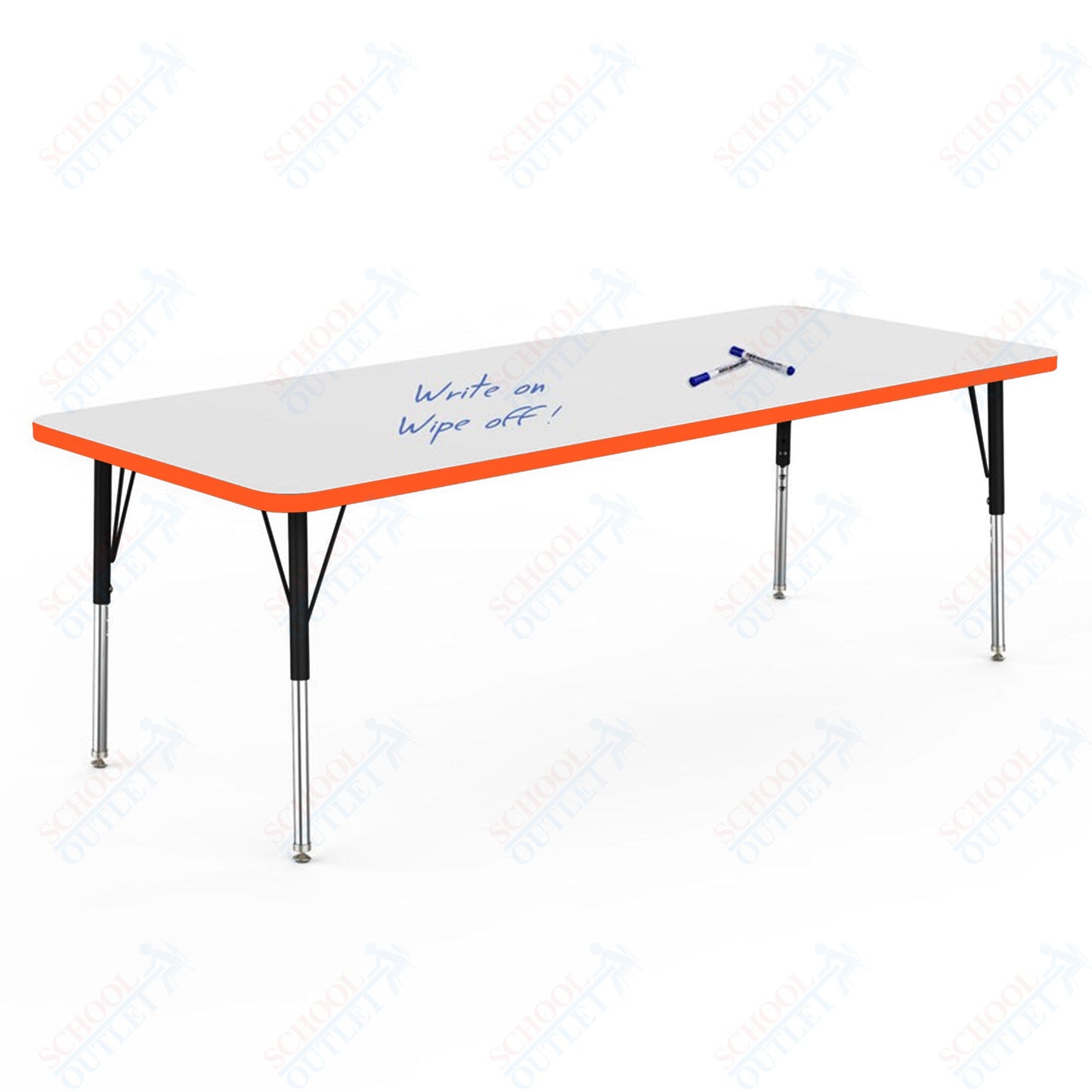 Marco MG2200 Series Rectangle Preschool Table w/ Dry Erase Top 30" x 72" Adj Height 16"-24" (MG2238-DA)