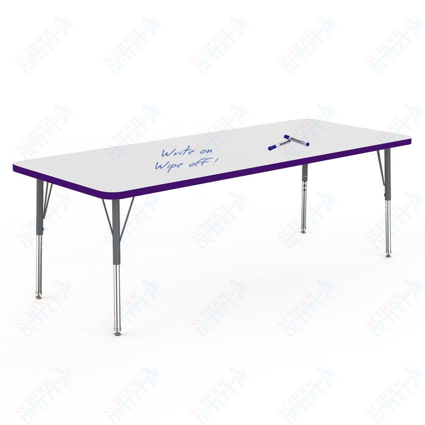 Marco MG2200 Series Rectangle Activity Table w/ Dry Erase Top 30" x 72" Adj Height 21"-30" (MG2238-DB)