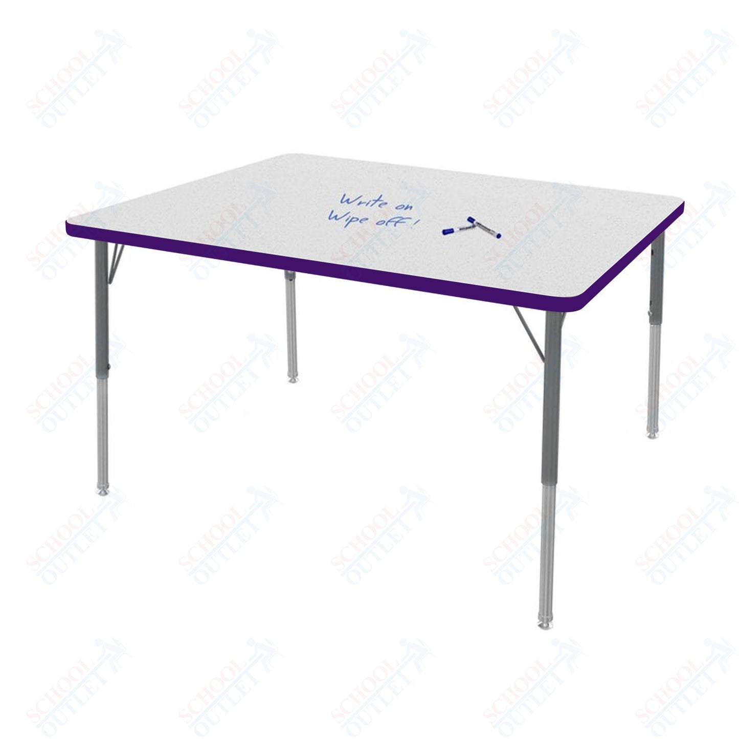 Marco MG2200 Series Rectangle Preschool Table w/ Dry Erase Top 36" x 48" Adj Height 16"-24" (MG2246-DA)