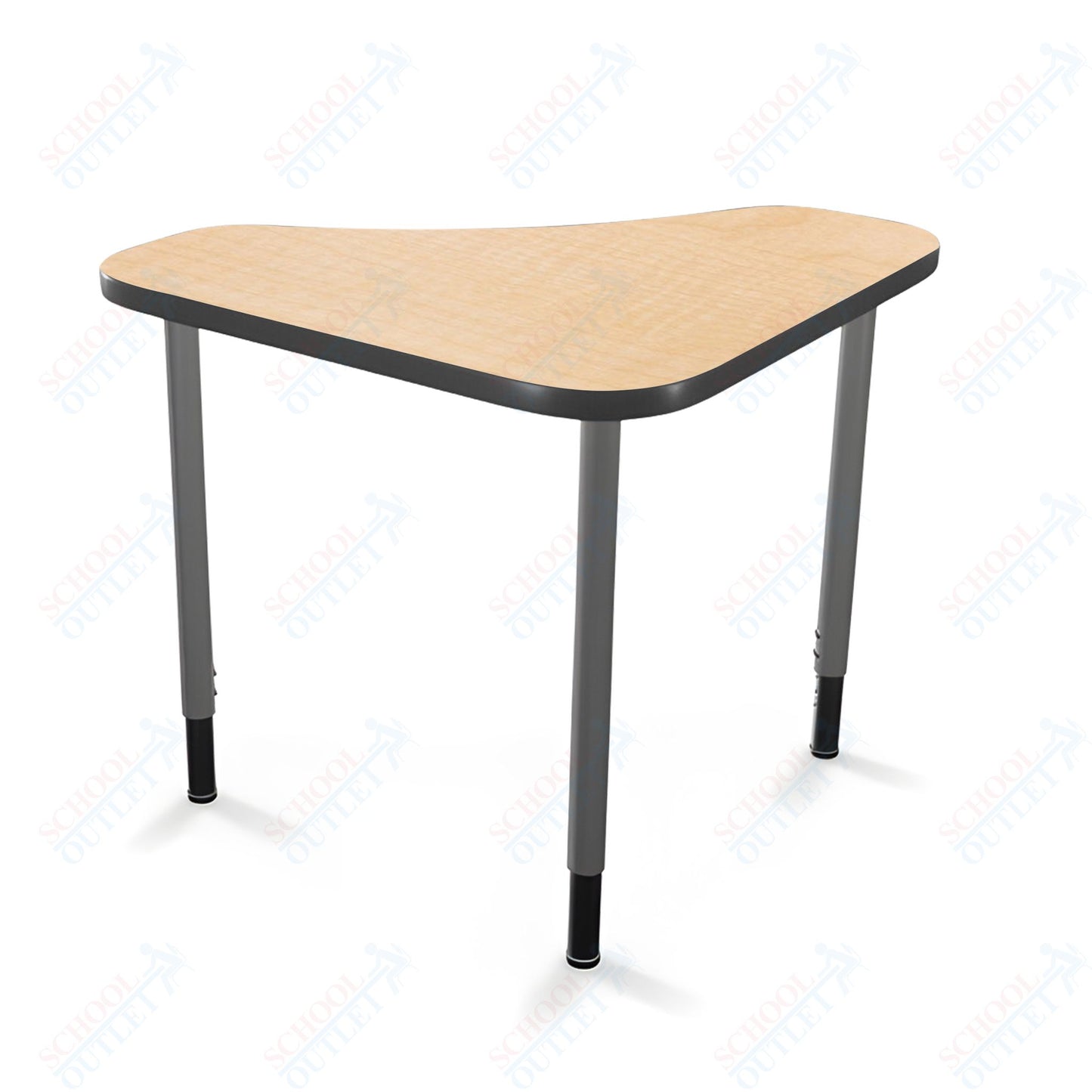 Mooreco Hierarchy Boomerang Snap Standard Desk - Adjustable 22 - 32" H - Platinum Leg