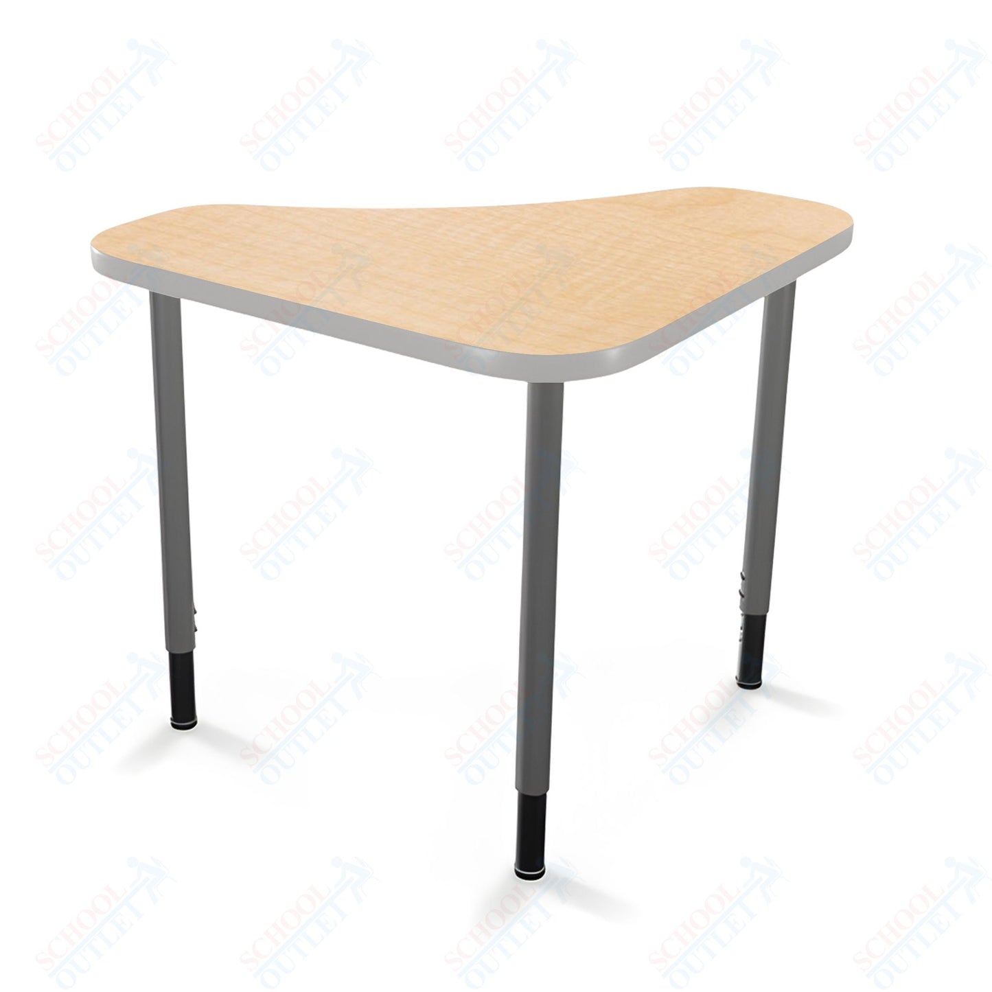 Mooreco Hierarchy Boomerang Snap Standard Desk - Adjustable 22 - 32" H - Platinum Leg