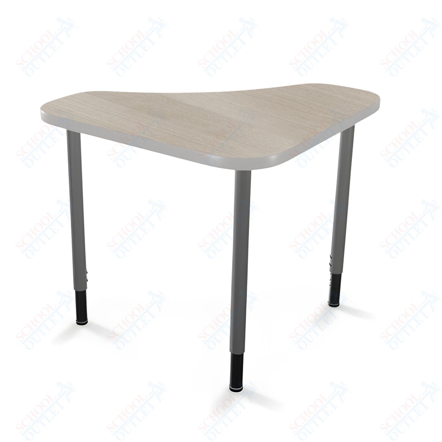Mooreco Hierarchy Boomerang Snap Standard Desk - Adjustable 22 - 32" H - Platinum Leg