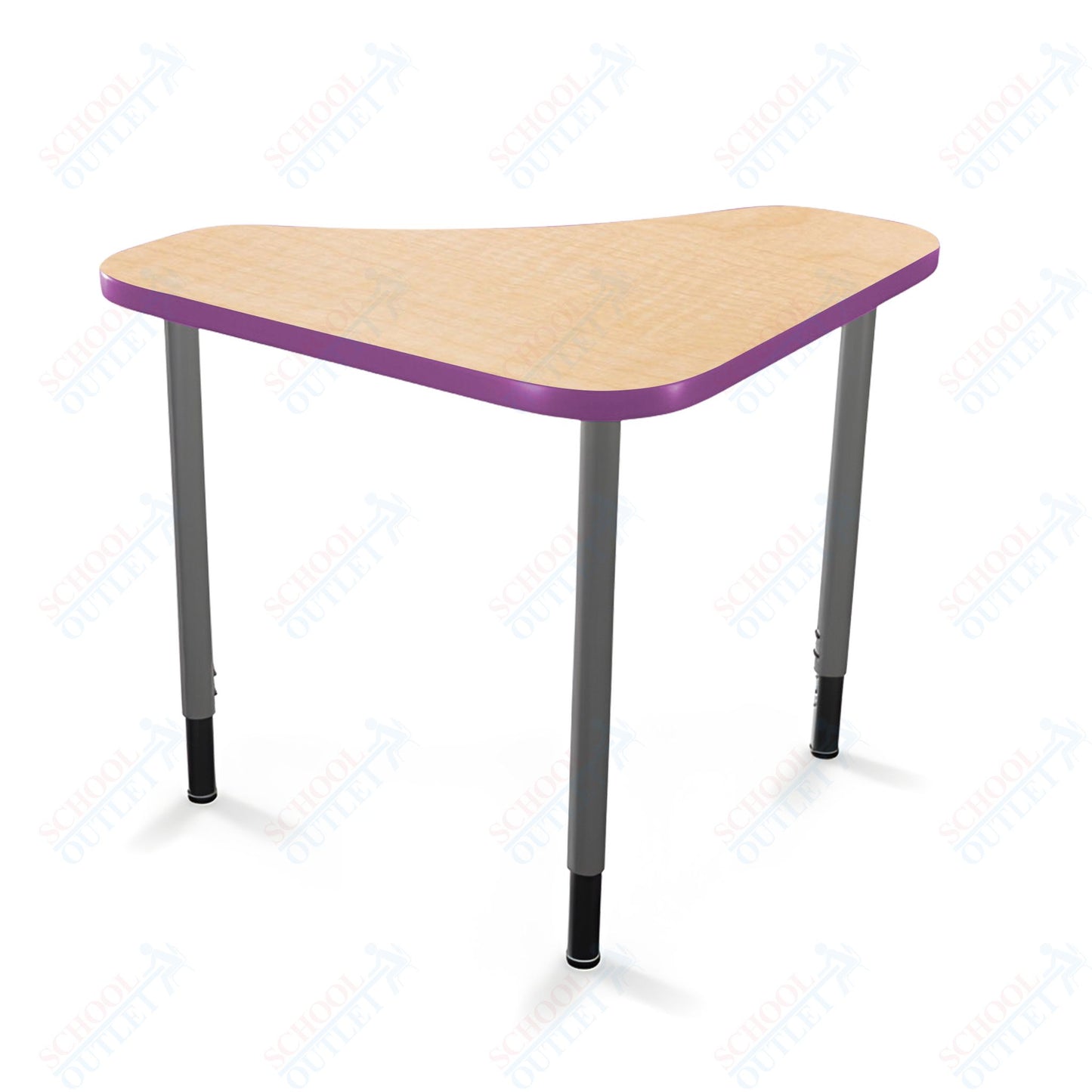Mooreco Hierarchy Boomerang Snap Standard Desk - Adjustable 22 - 32" H - Platinum Leg