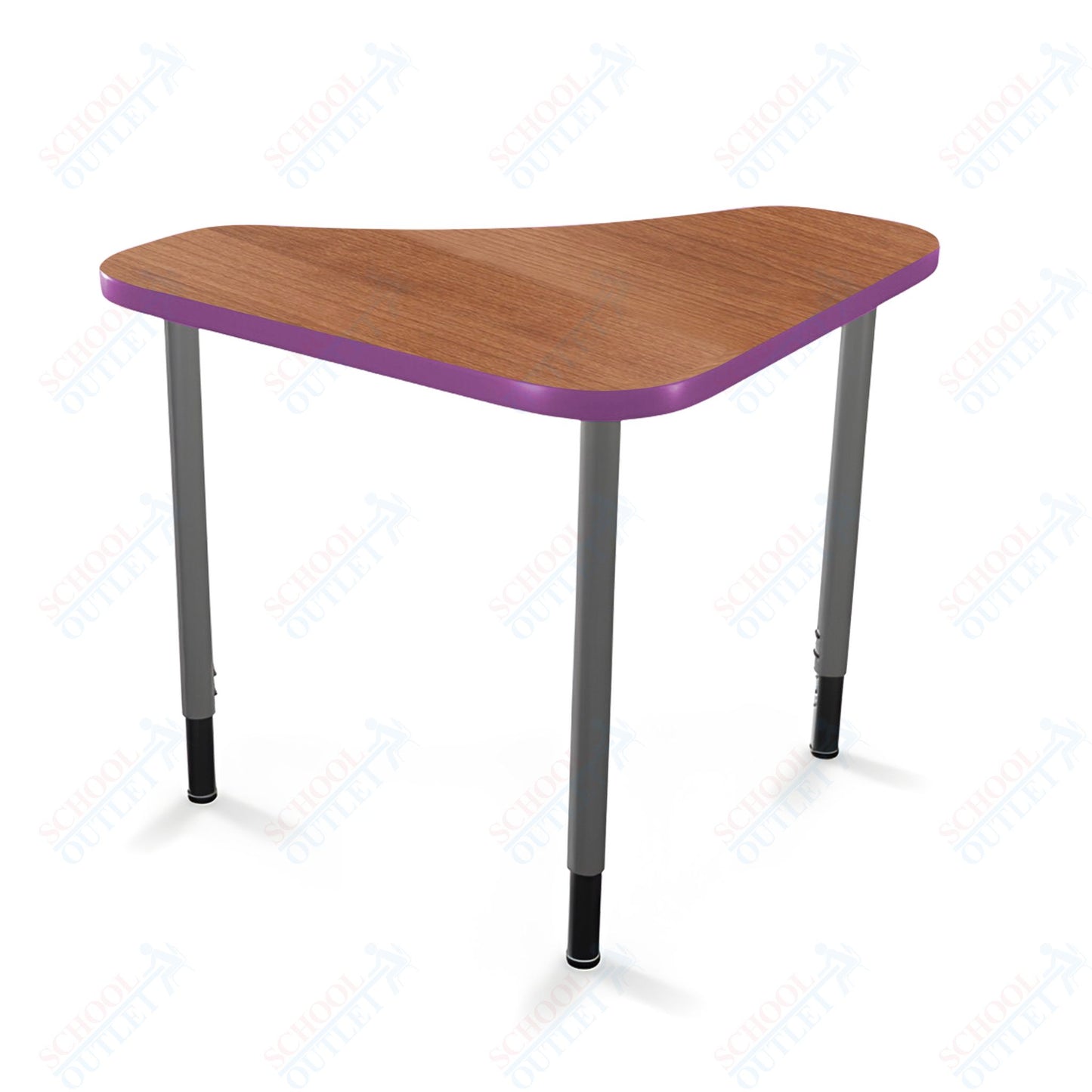 Mooreco Hierarchy Boomerang Snap Standard Desk - Adjustable 22 - 32" H - Platinum Leg
