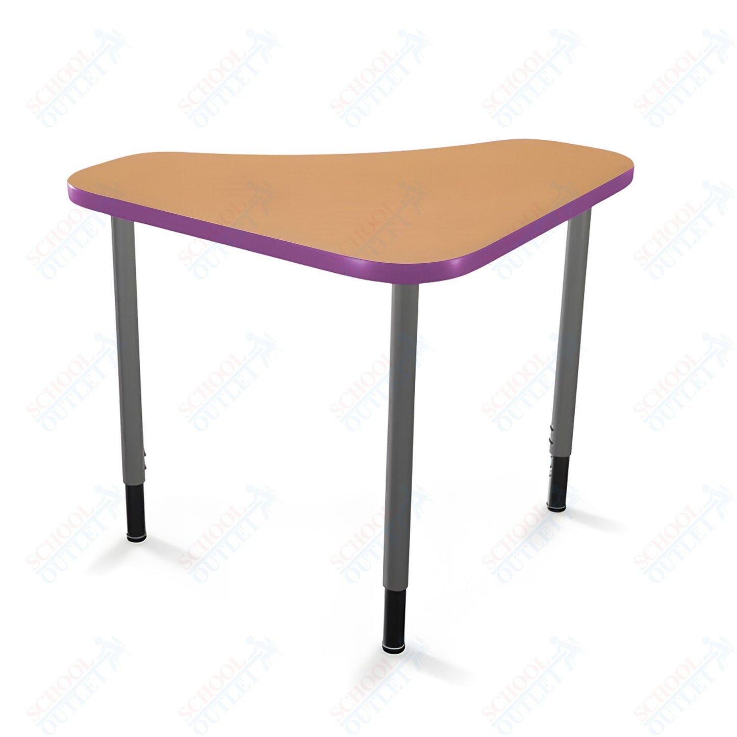 Mooreco Hierarchy Boomerang Snap Standard Desk - Adjustable 22 - 32" H - Platinum Leg