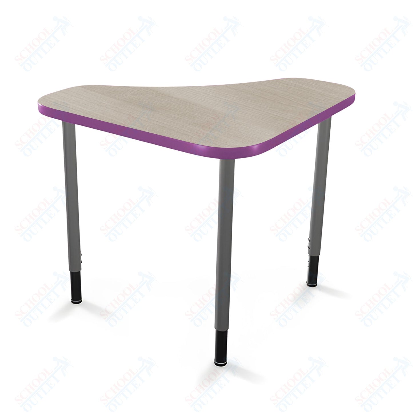 Mooreco Hierarchy Boomerang Snap Standard Desk - Adjustable 22 - 32" H - Platinum Leg