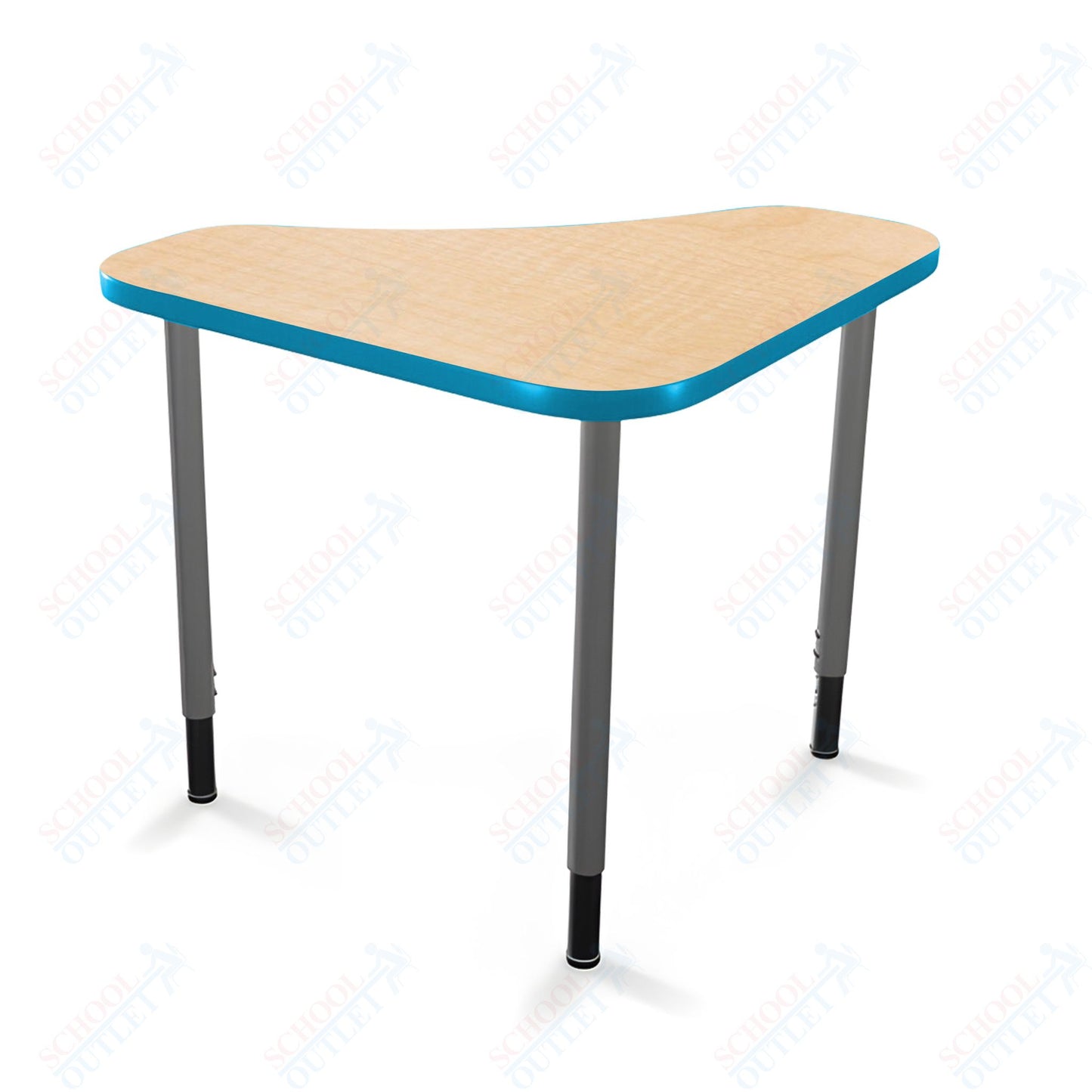 Mooreco Hierarchy Boomerang Snap Standard Desk - Adjustable 22 - 32" H - Platinum Leg
