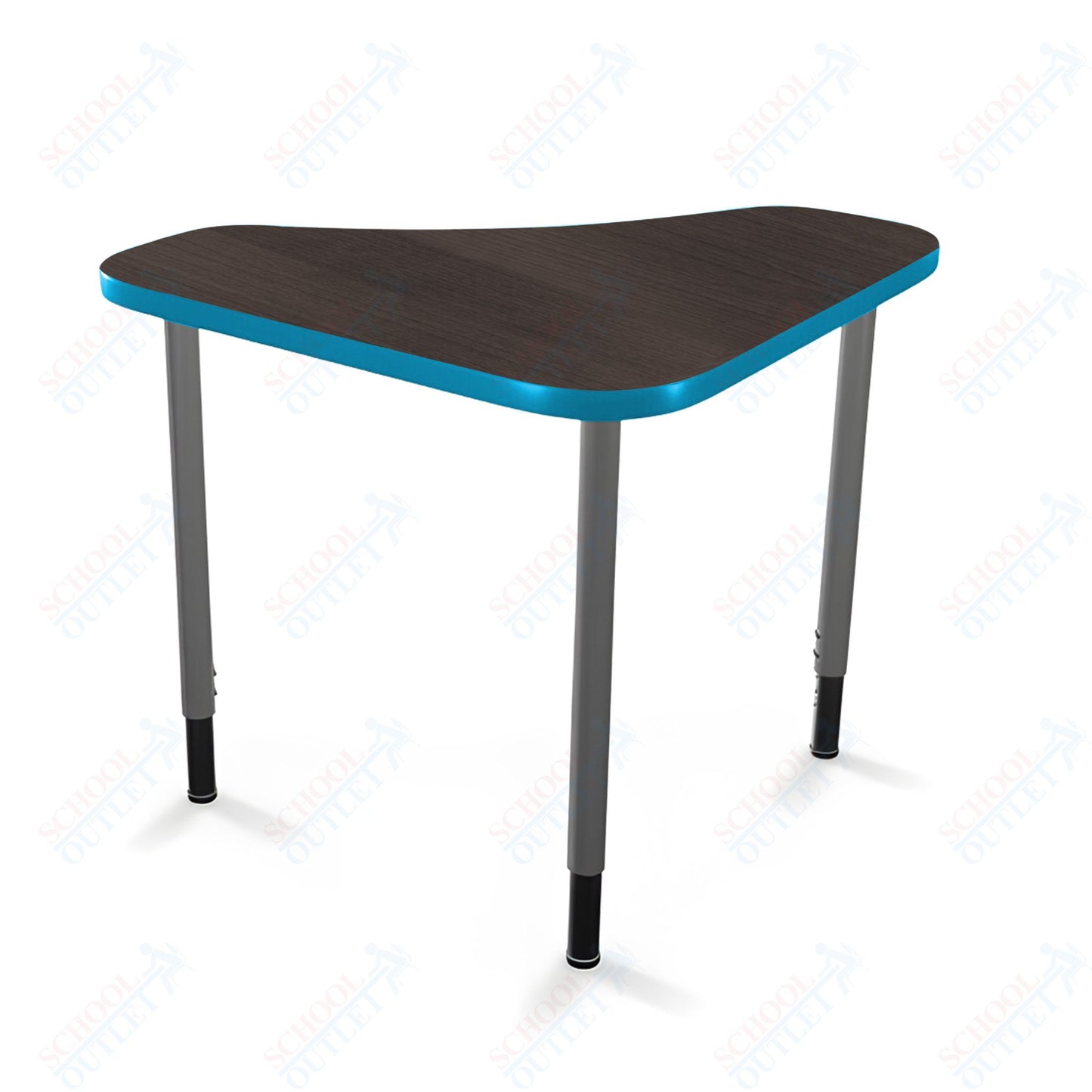 Mooreco Hierarchy Boomerang Snap Standard Desk - Adjustable 22 - 32" H - Platinum Leg