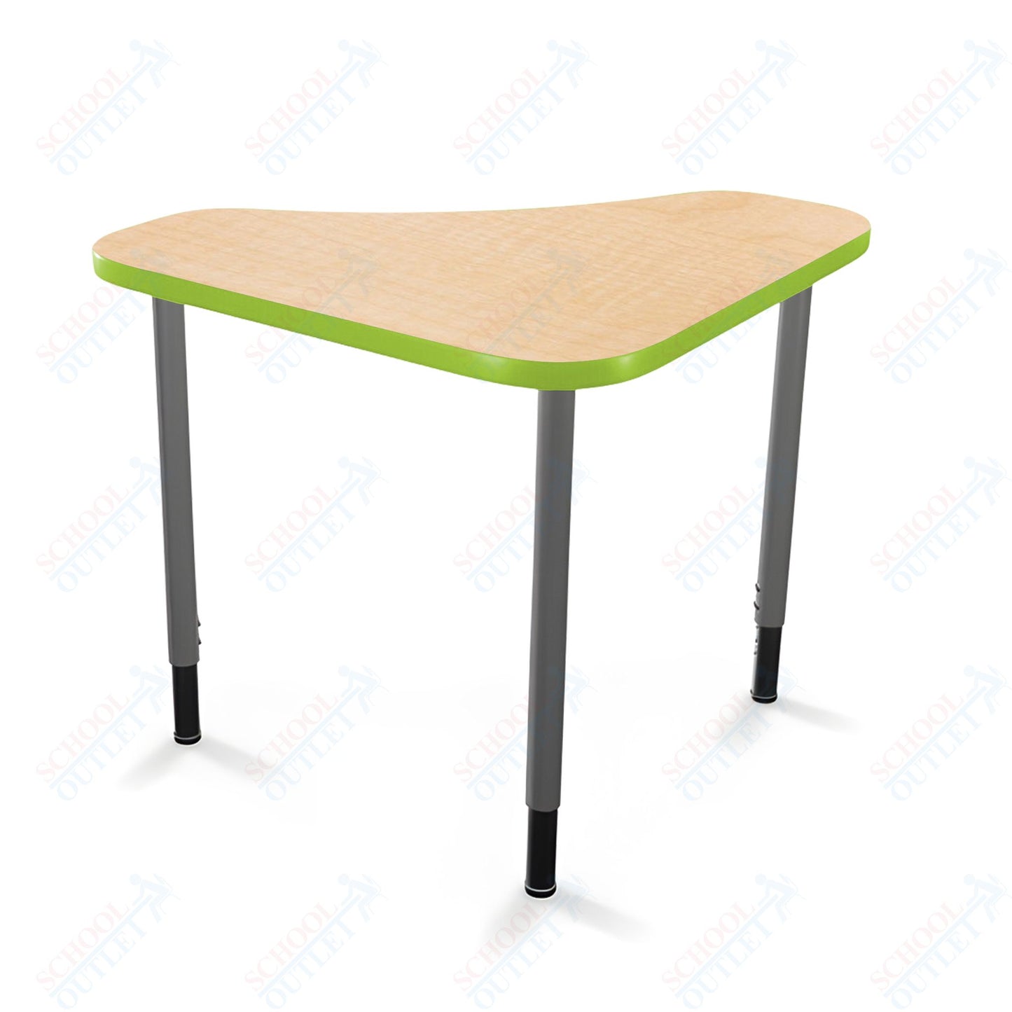 Mooreco Hierarchy Boomerang Snap Standard Desk - Adjustable 22 - 32" H - Platinum Leg
