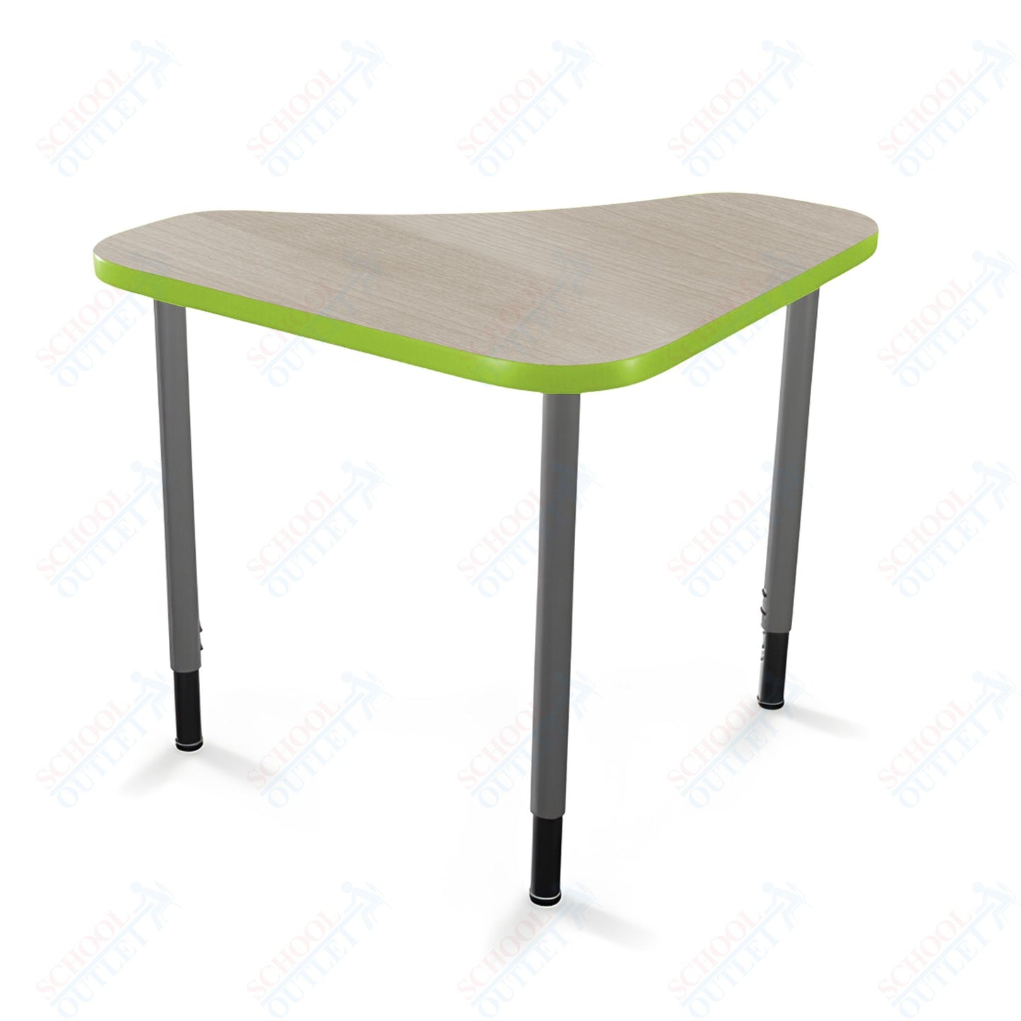 Mooreco Hierarchy Boomerang Snap Standard Desk - Adjustable 22 - 32" H - Platinum Leg