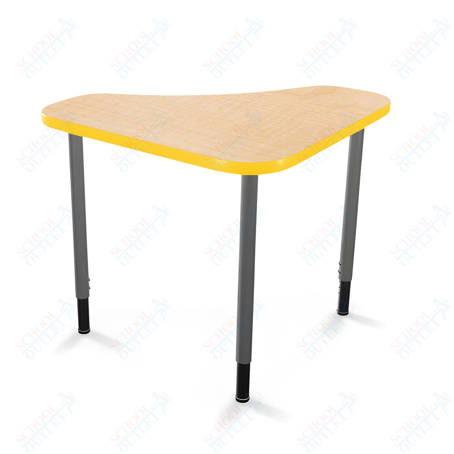 Mooreco Hierarchy Boomerang Snap Standard Desk - Adjustable 22 - 32" H - Platinum Leg