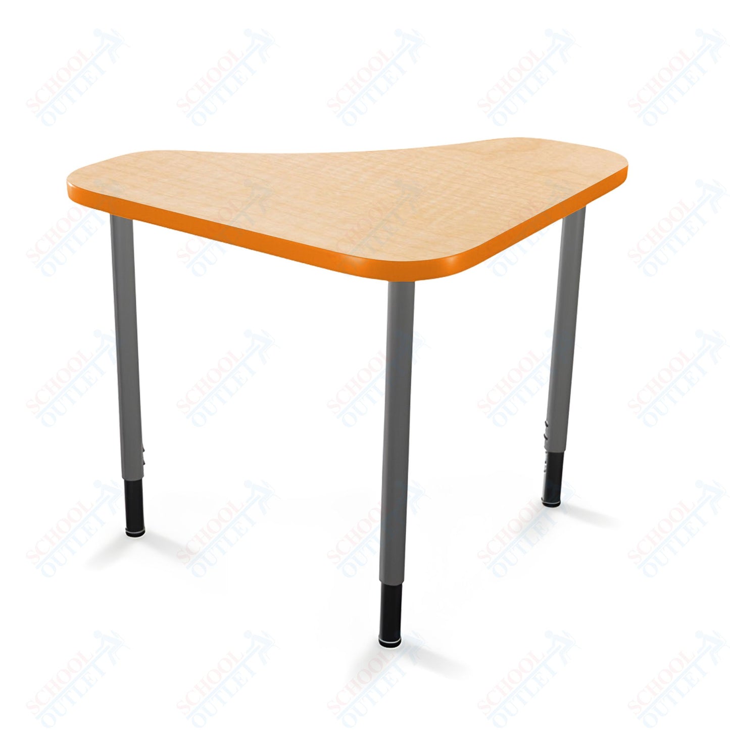 Mooreco Hierarchy Boomerang Snap Standard Desk - Adjustable 22 - 32" H - Platinum Leg