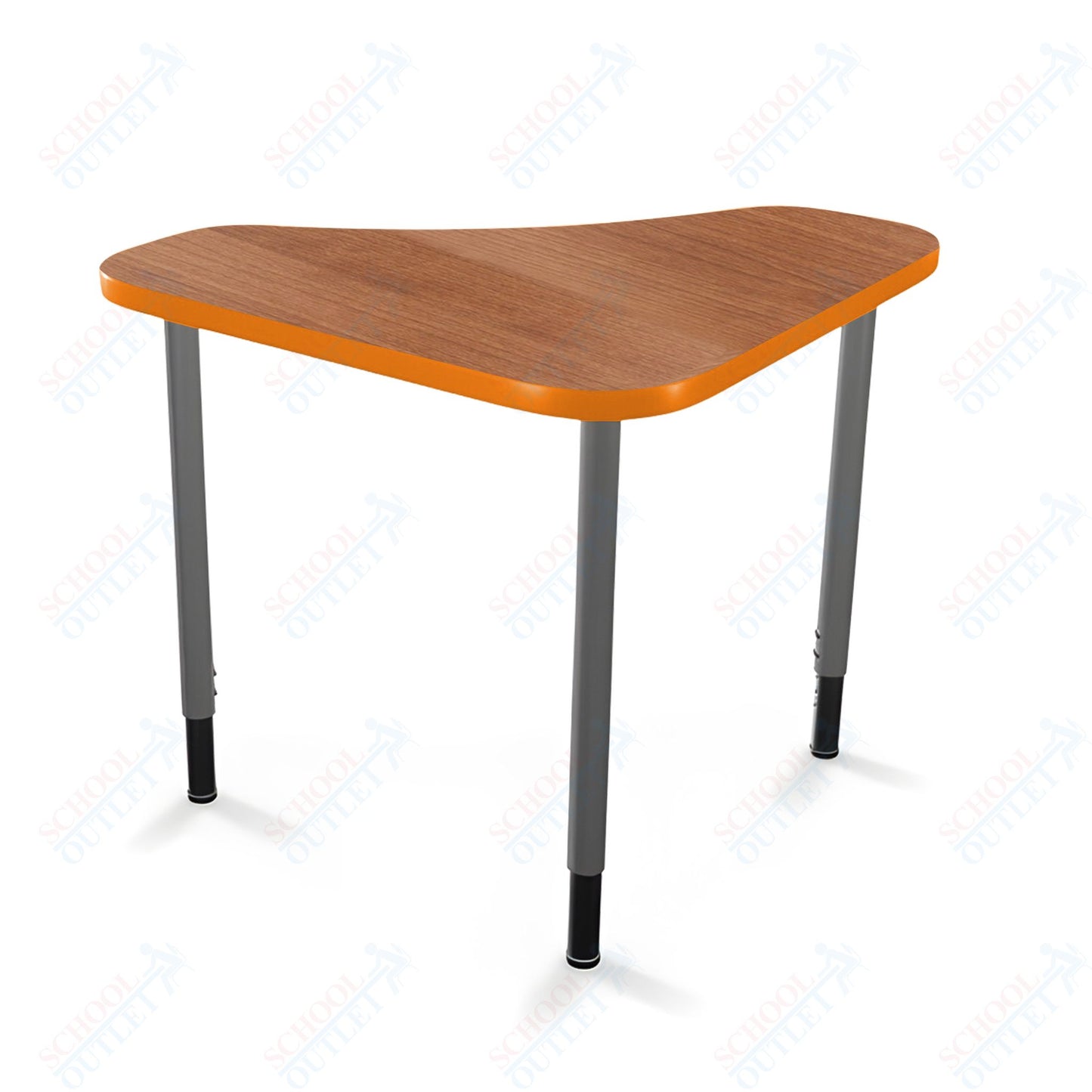 Mooreco Hierarchy Boomerang Snap Standard Desk - Adjustable 22 - 32" H - Platinum Leg