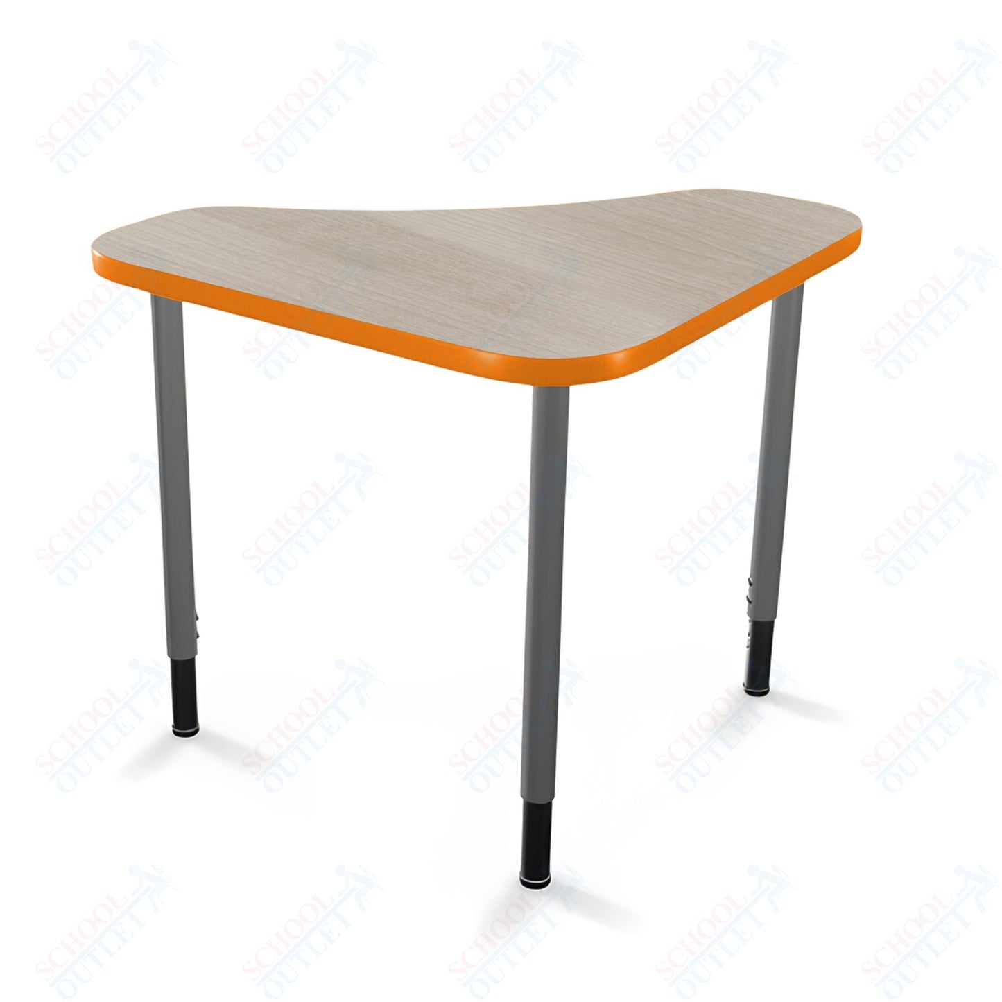 Mooreco Hierarchy Boomerang Snap Standard Desk - Adjustable 22 - 32" H - Platinum Leg
