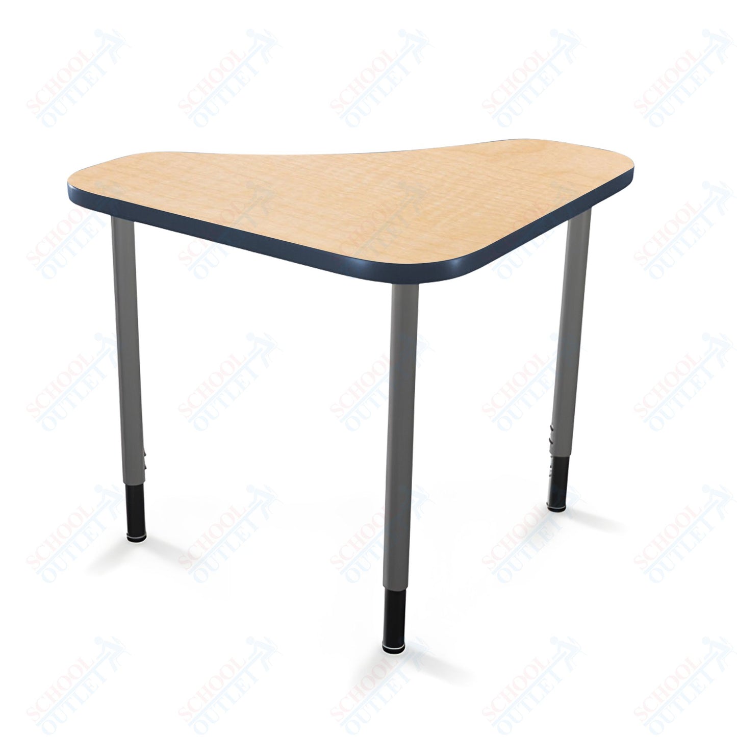 Mooreco Hierarchy Boomerang Snap Standard Desk - Adjustable 22 - 32" H - Platinum Leg