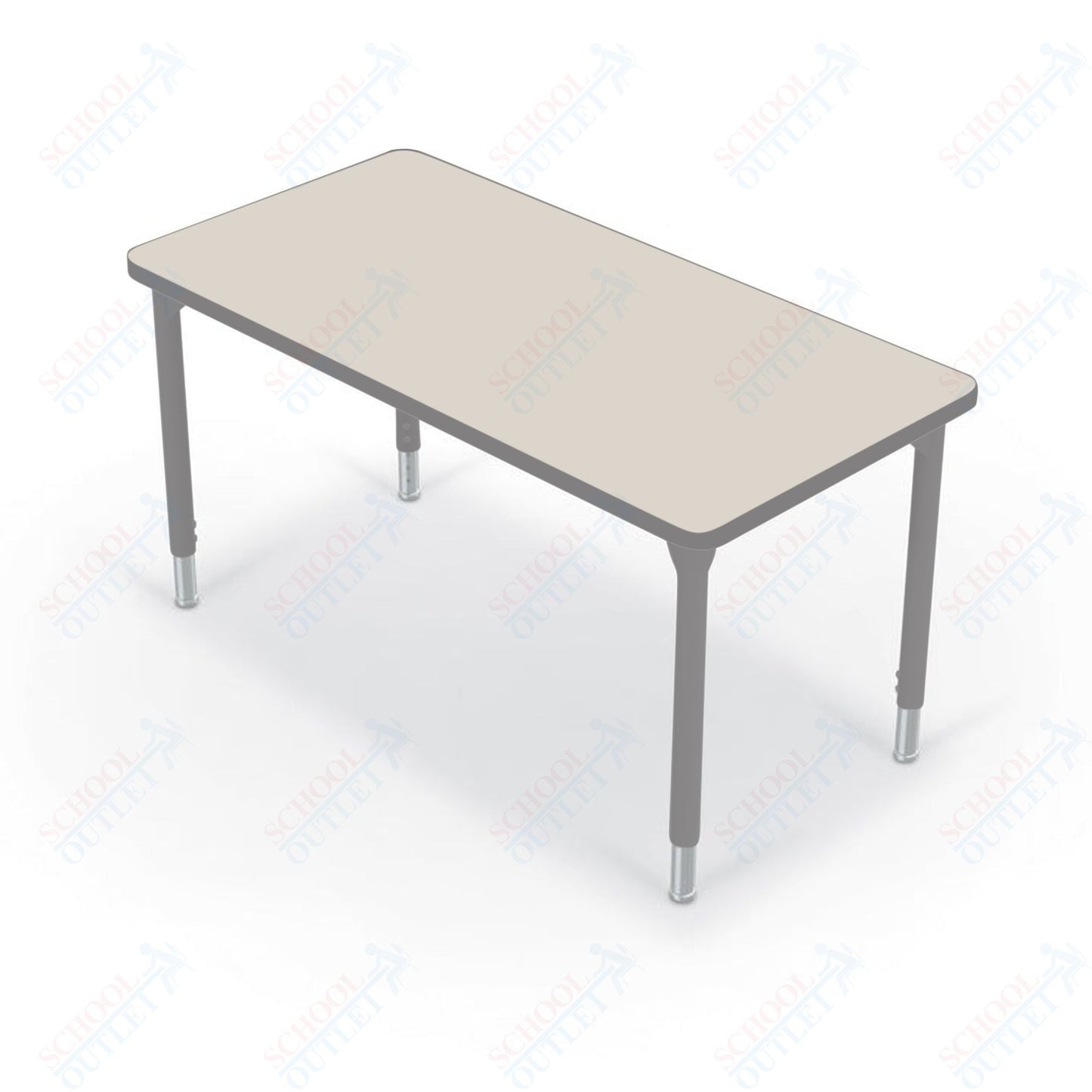 Hierarchy Rectangular School Activity Table (48"W x 24"D) HPL Top - Height Adjustable Legs by MooreCo