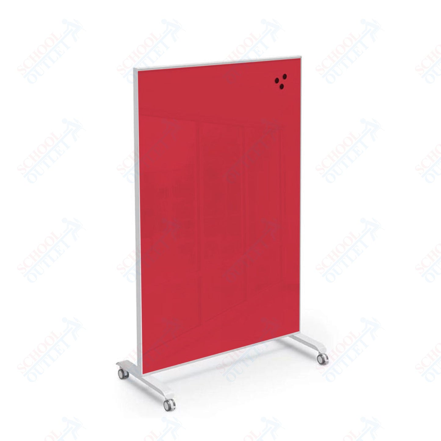 Mooreco Essentials Hierarchy Grow & Roll Mobile Magnetic Dry Erase Glass Board 4'H x 3'W
