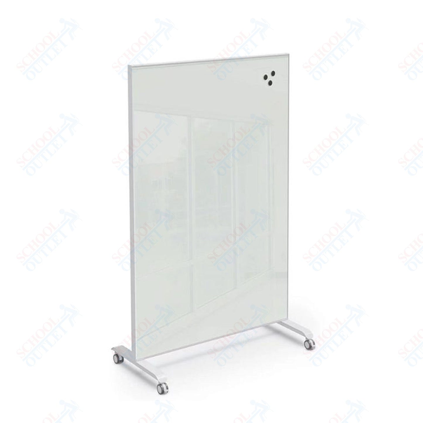 Mooreco Essentials Hierarchy Grow & Roll Mobile Magnetic Dry Erase Glass Board 4'H x 3'W