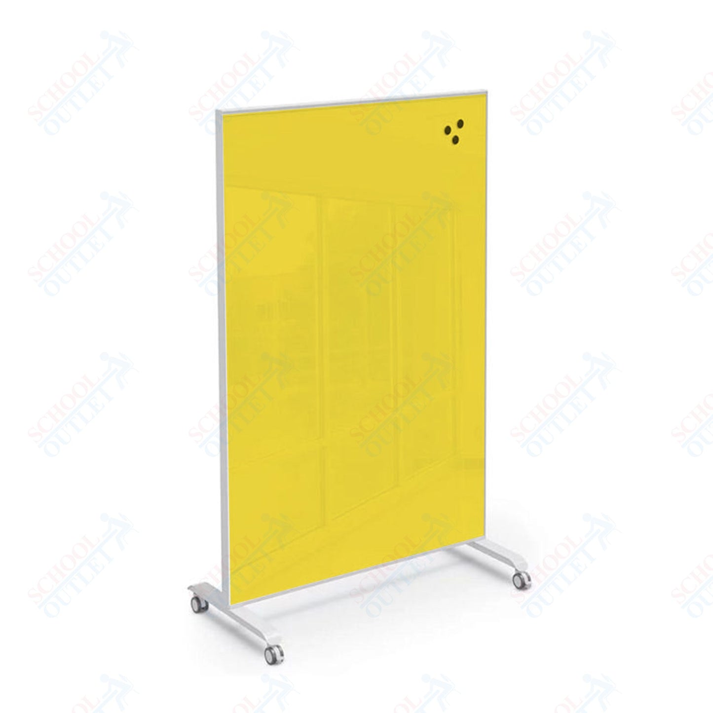Mooreco Essentials Hierarchy Grow & Roll Mobile Magnetic Dry Erase Glass Board 4'H x 3'W