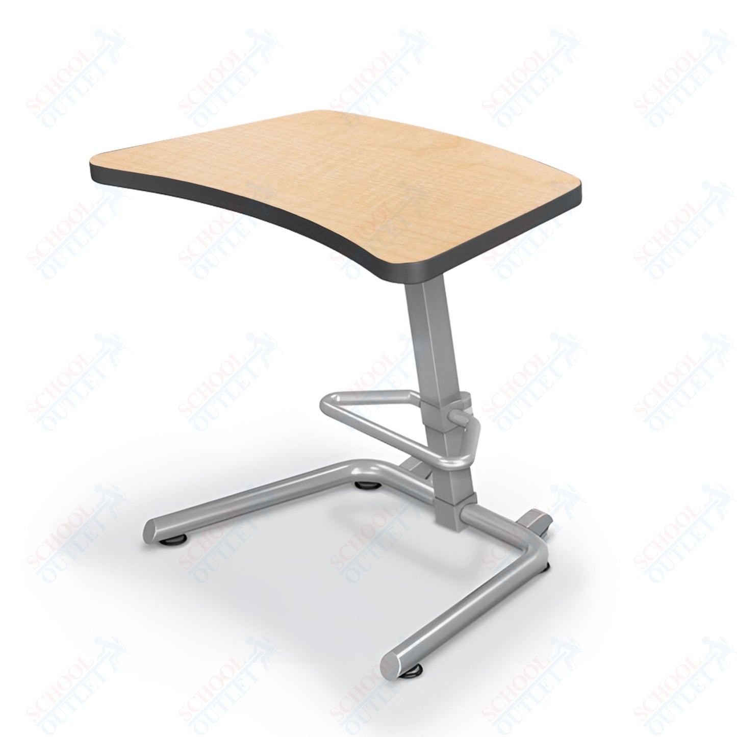 Mooreco Up-Rite Student Desk Curve Top, Adjustable Height, Platinum Frame (Mooreco 90533)