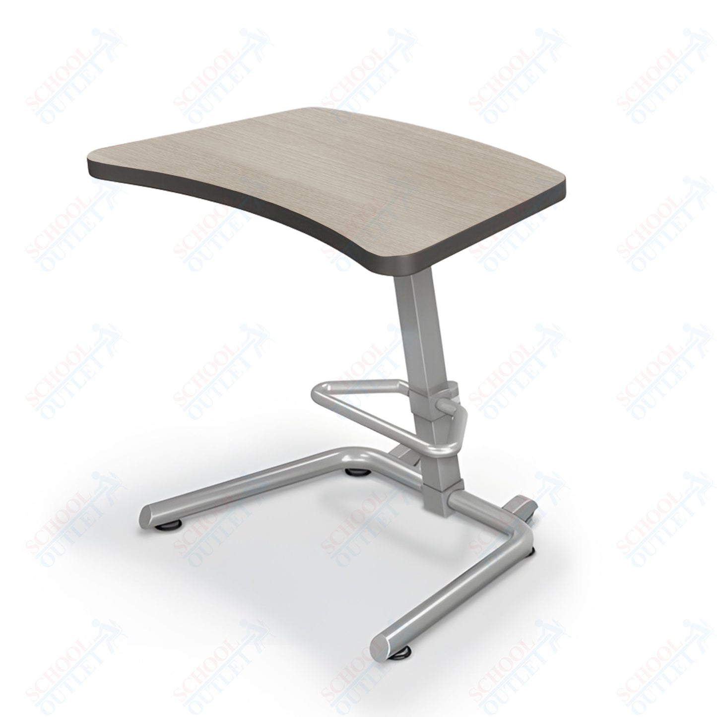 Mooreco Up-Rite Student Desk Curve Top, Adjustable Height, Platinum Frame (Mooreco 90533)