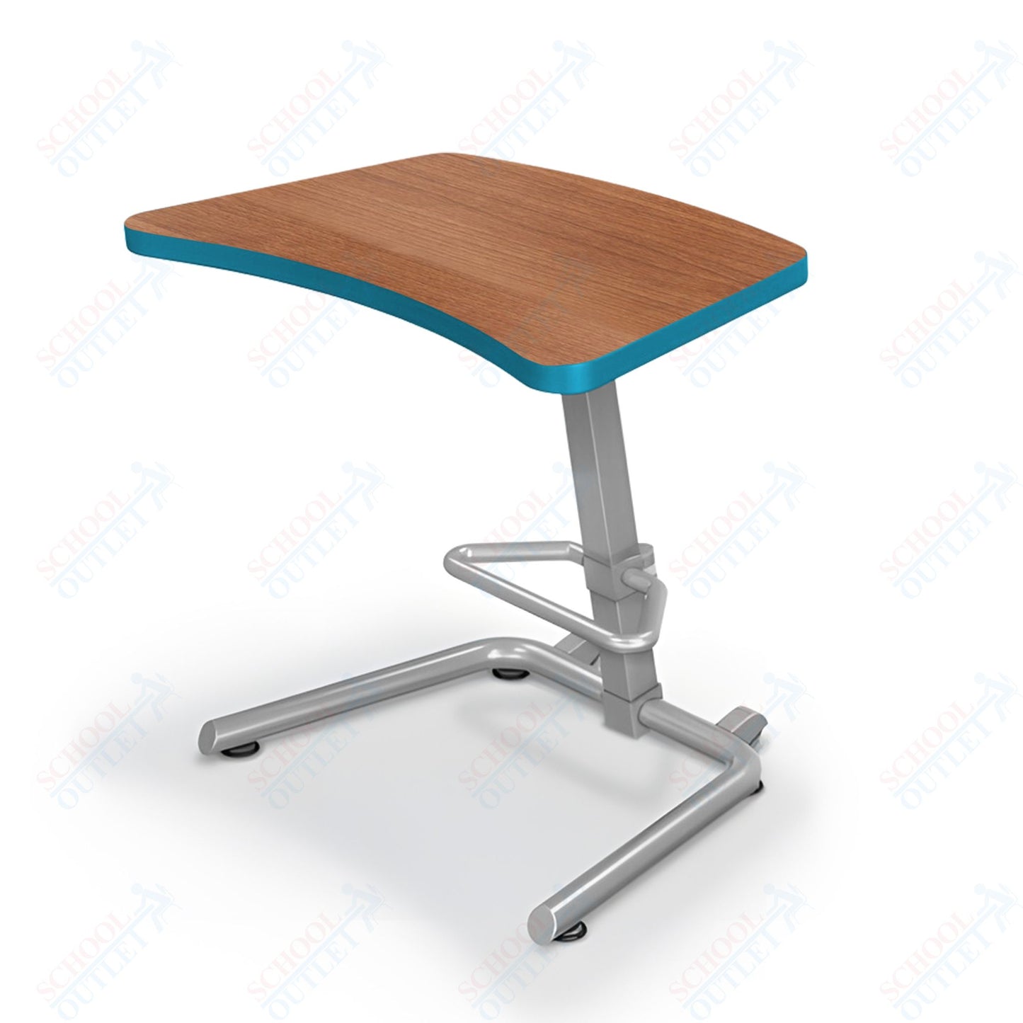 Mooreco Up-Rite Student Desk Curve Top, Adjustable Height, Platinum Frame (Mooreco 90533)