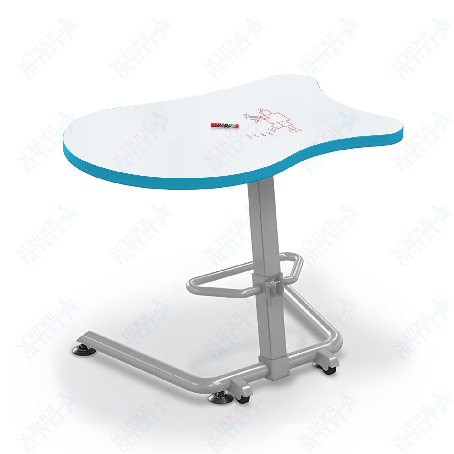 Mooreco Up-Rite Student Desk Fender Top, Adjustable Height, Platinum Frame (Mooreco 90533-F)