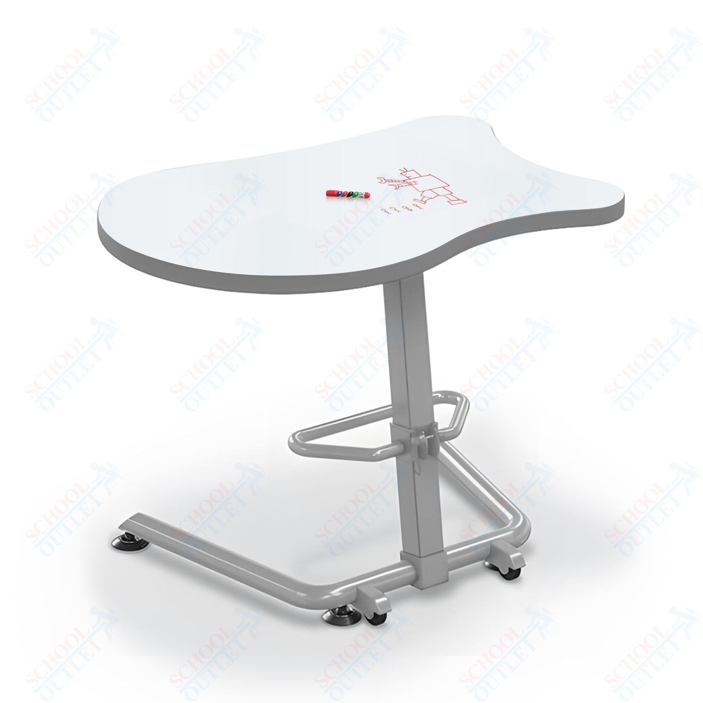 Mooreco Up-Rite Student Desk Fender Top, Adjustable Height, Platinum Frame (Mooreco 90533-F)