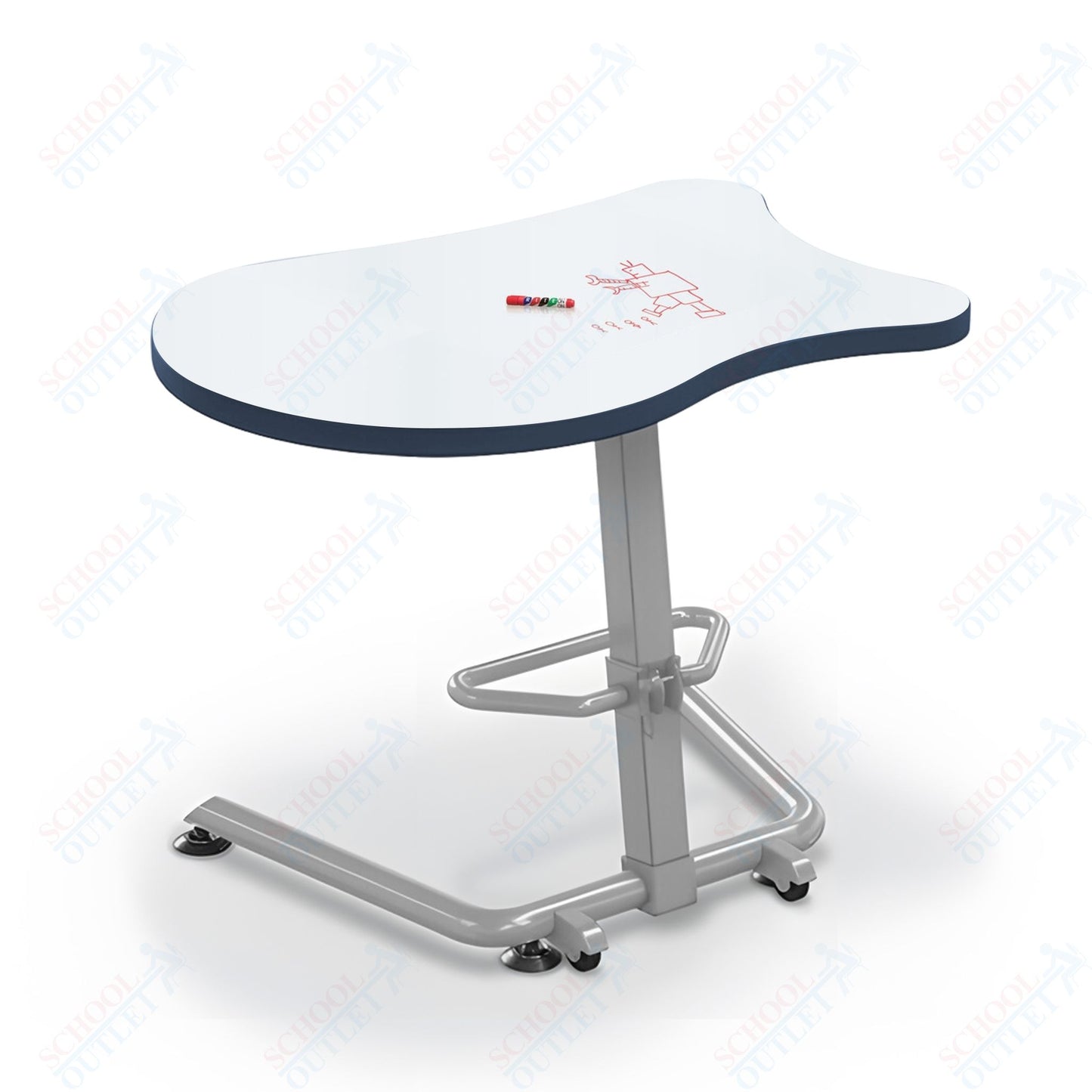 Mooreco Up-Rite Student Desk Fender Top, Adjustable Height, Platinum Frame (Mooreco 90533-F)