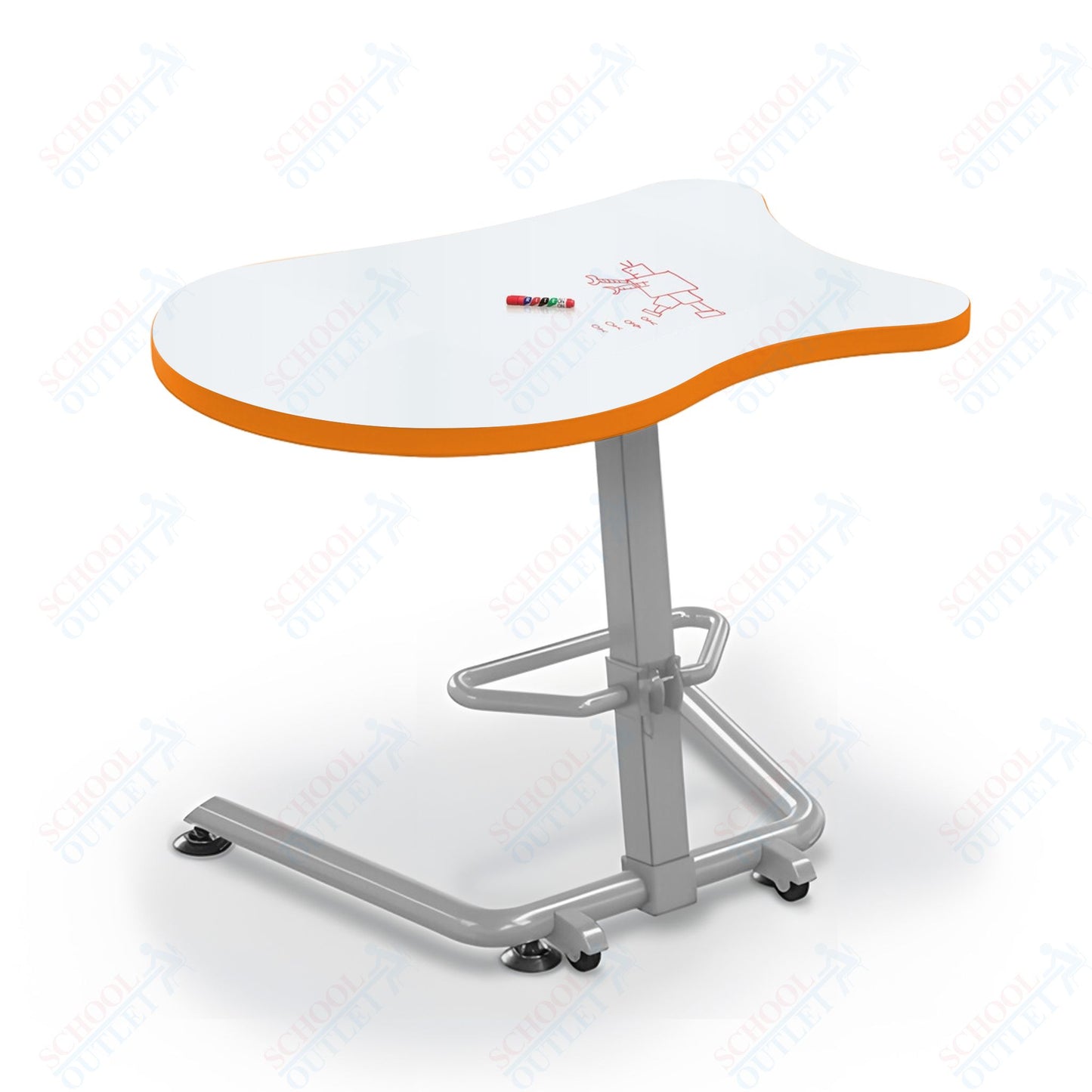 Mooreco Up-Rite Student Desk Fender Top, Adjustable Height, Platinum Frame (Mooreco 90533-F)