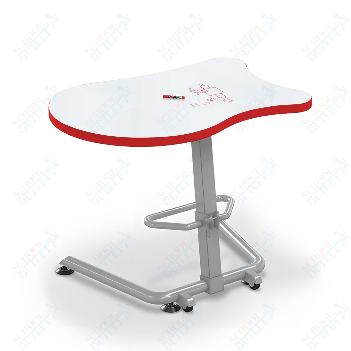 Mooreco Up-Rite Student Desk Fender Top, Adjustable Height, Platinum Frame (Mooreco 90533-F)