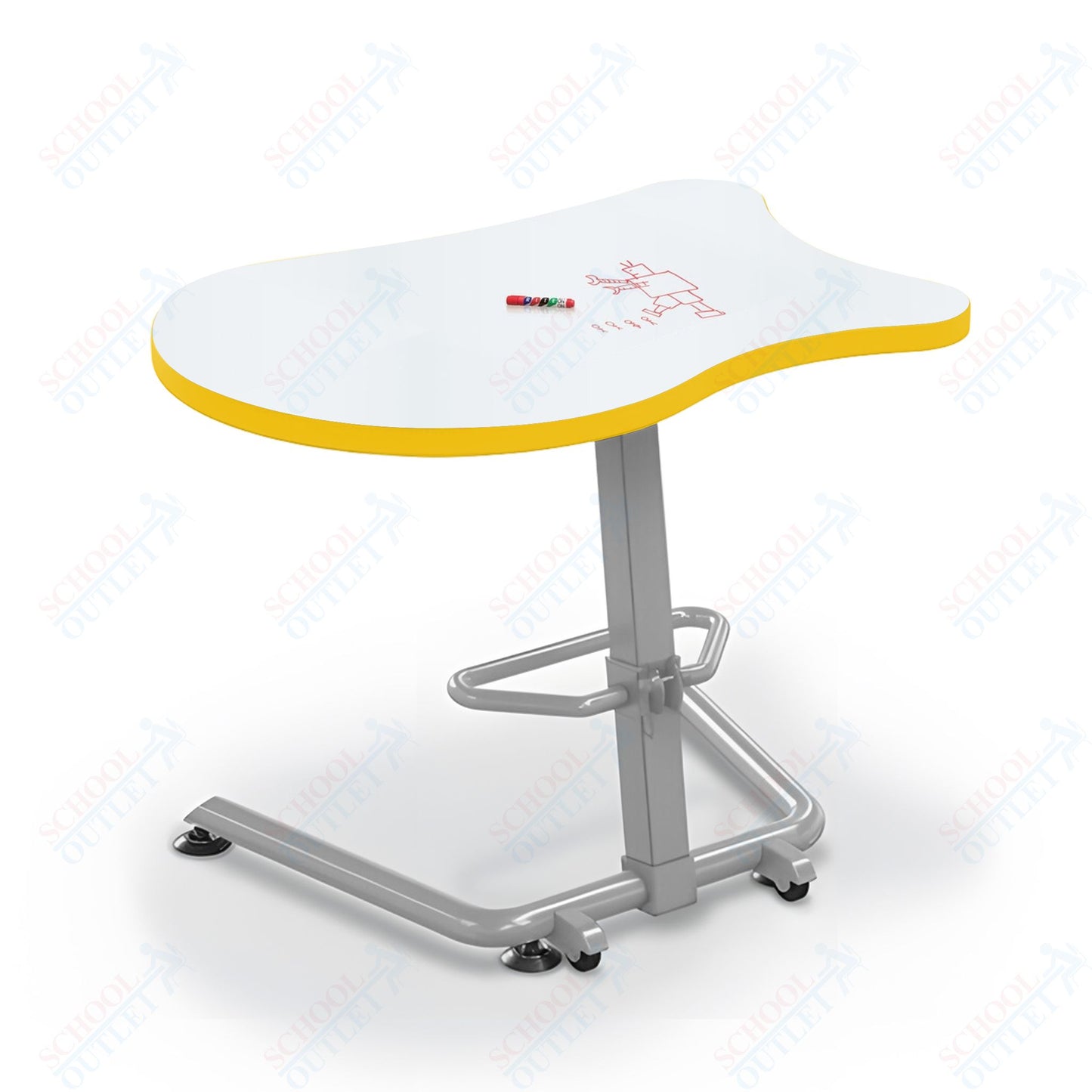 Mooreco Up-Rite Student Desk Fender Top, Adjustable Height, Platinum Frame (Mooreco 90533-F)