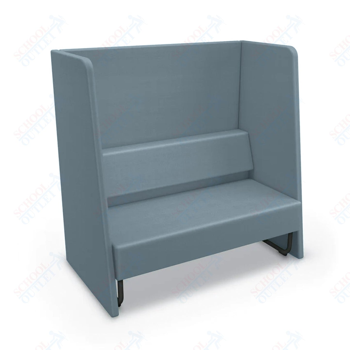 Mooreco Akt Soft Seating Lounge High Back Loveseat - Grade 02 Fabric and Powder Coated Sled Legs