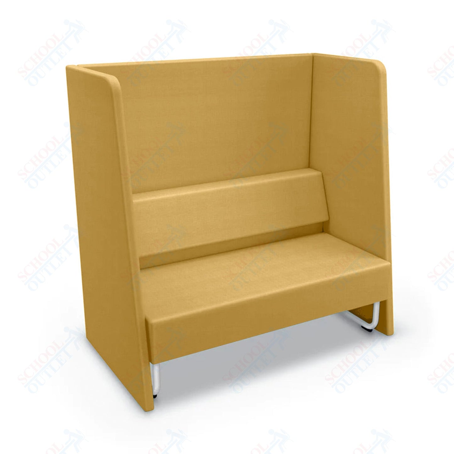 Mooreco Akt Soft Seating Lounge High Back Loveseat - Grade 02 Fabric and Powder Coated Sled Legs