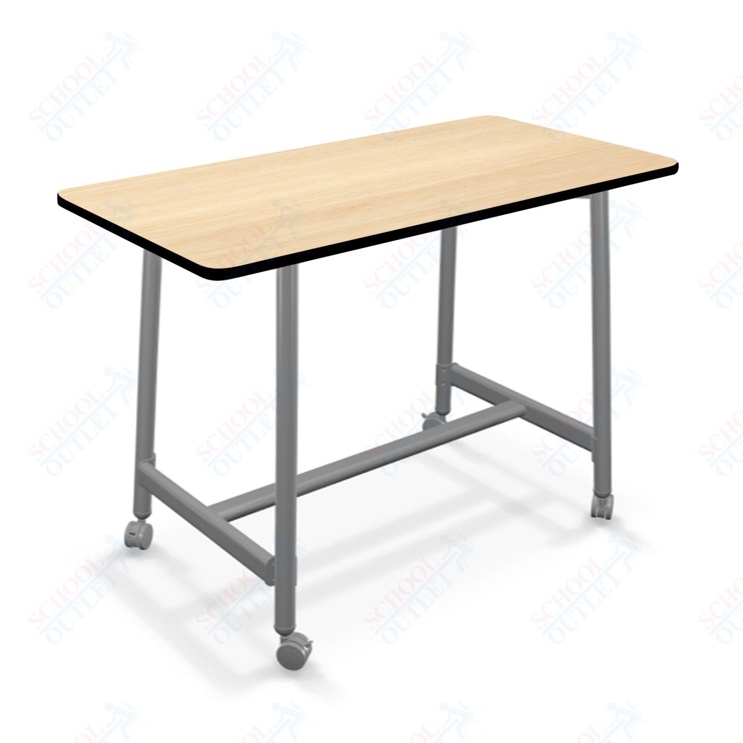 Mooreco Akt Table – 30"D x 60"W Rectangle, Laminate or Butcher Block Top, Fixed Height Available in 29"H, 36"H, or 42"H