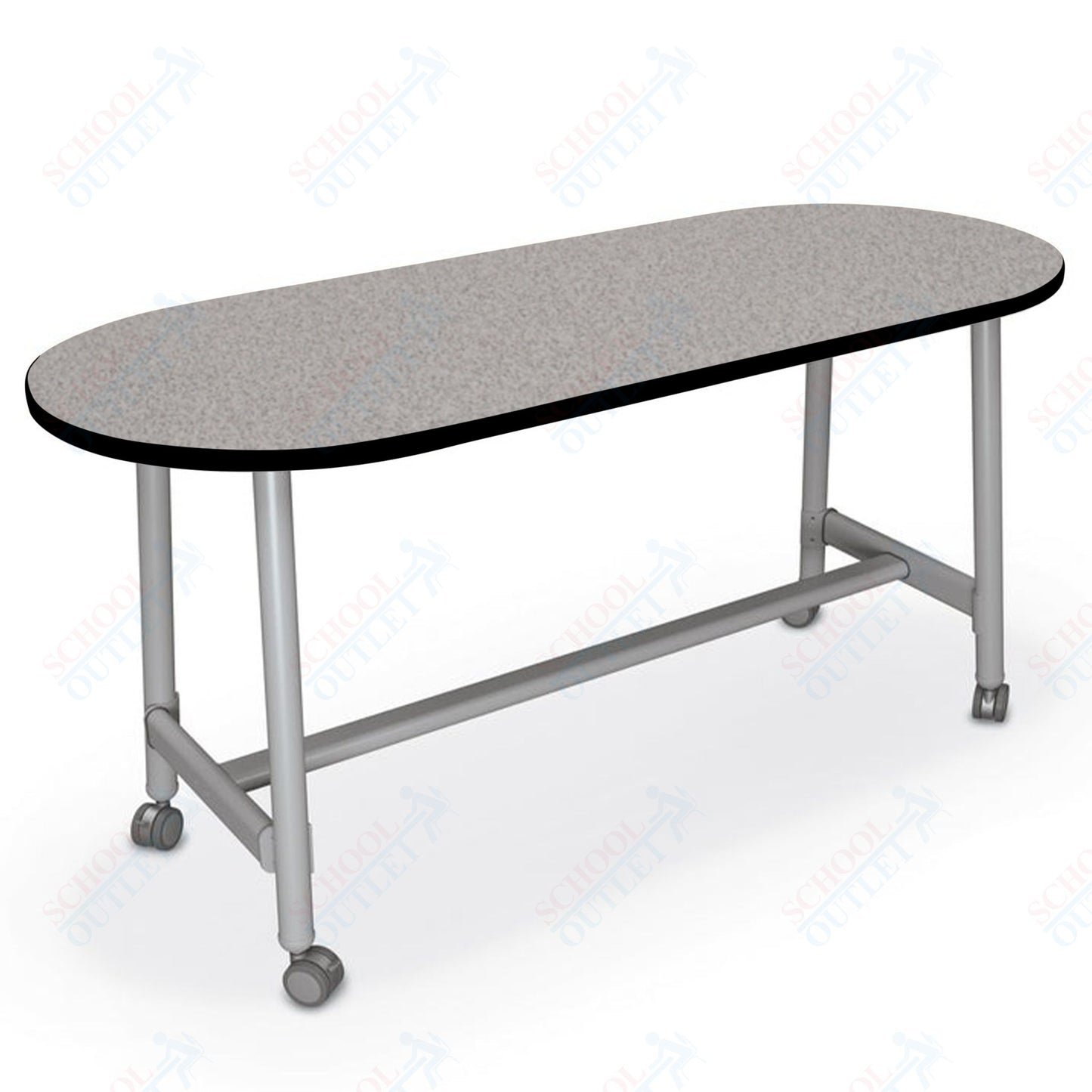 Mooreco Akt Table – 30"D x 72"W Racetrack, Laminate Top, Fixed Height Available in 29"H, 36"H, or 42"H
