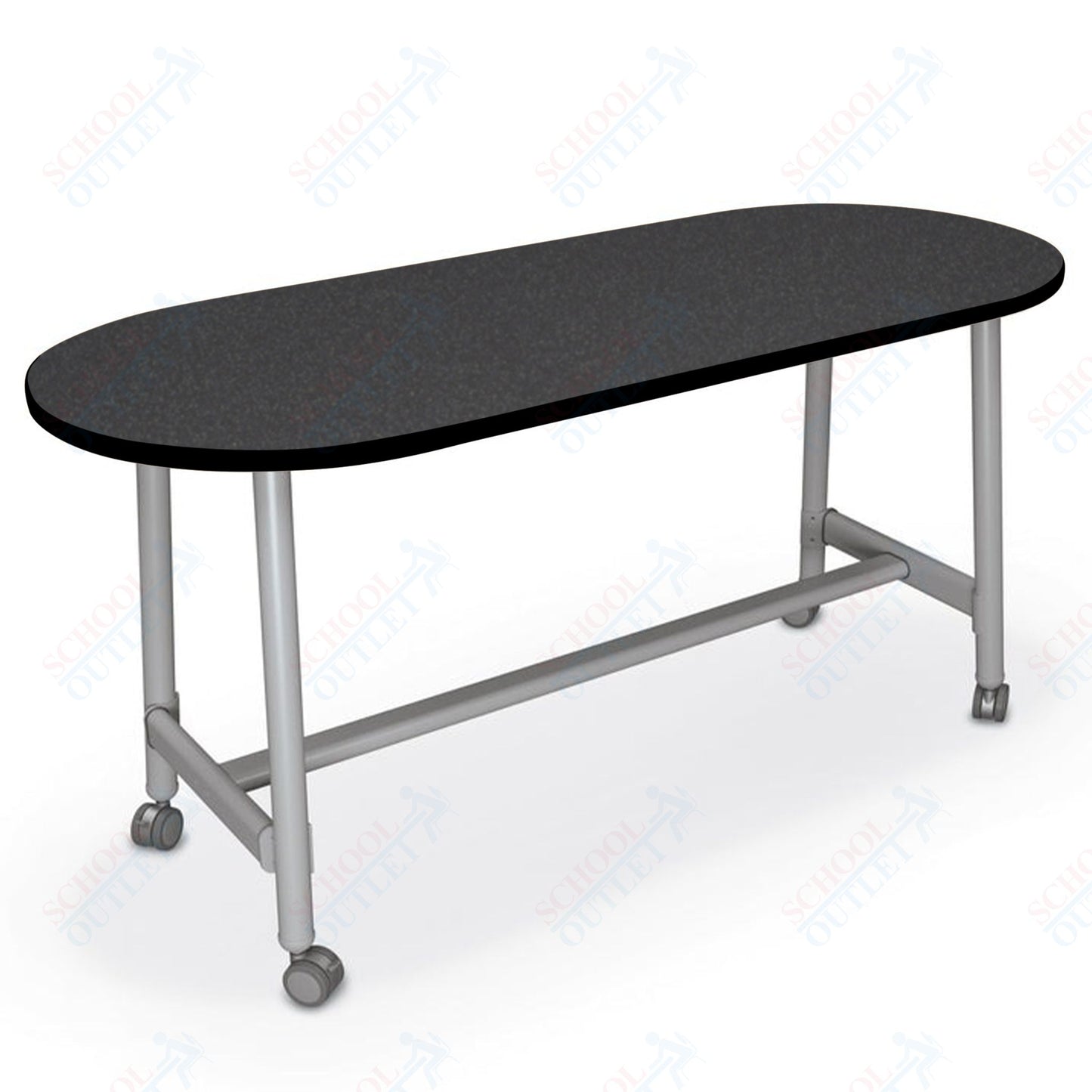 Mooreco Akt Table – 30"D x 72"W Racetrack, Laminate Top, Fixed Height Available in 29"H, 36"H, or 42"H