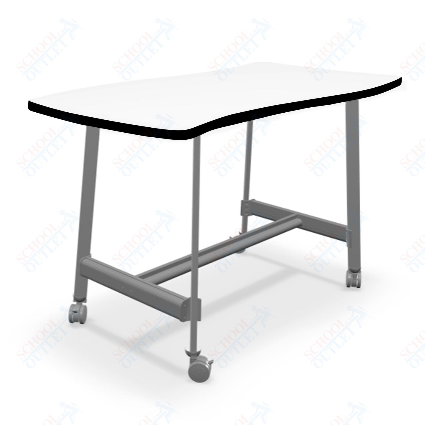 Mooreco Akt Table – Wavy Rectangle, Laminate Top, Fixed Height Available in 29"H, 36"H, or 42"H