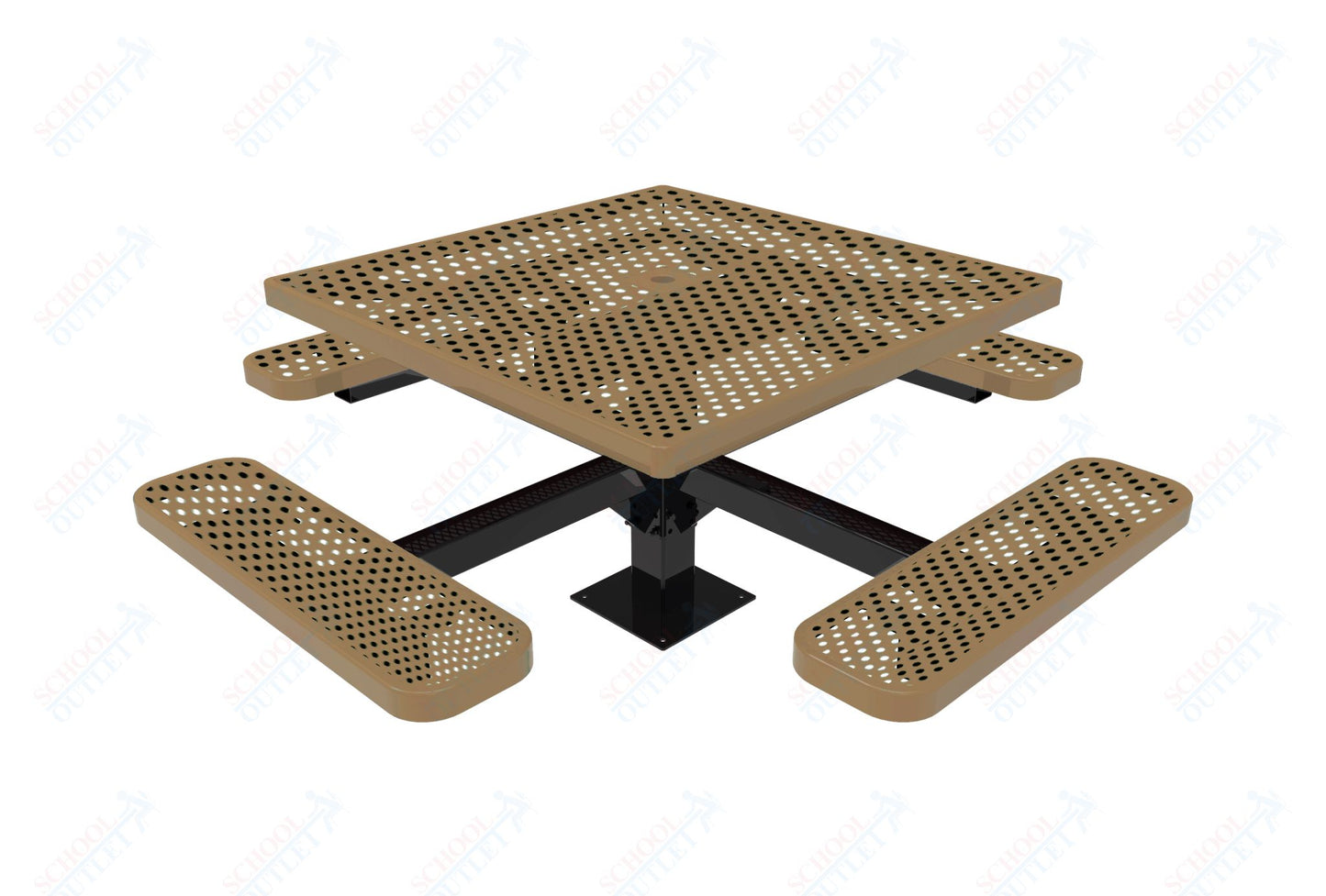 MyTcoat MYT-TSQ46-13 46″ Square Pedestal Picnic Table With Surface Mount (76"W x 76"D x 30"H)