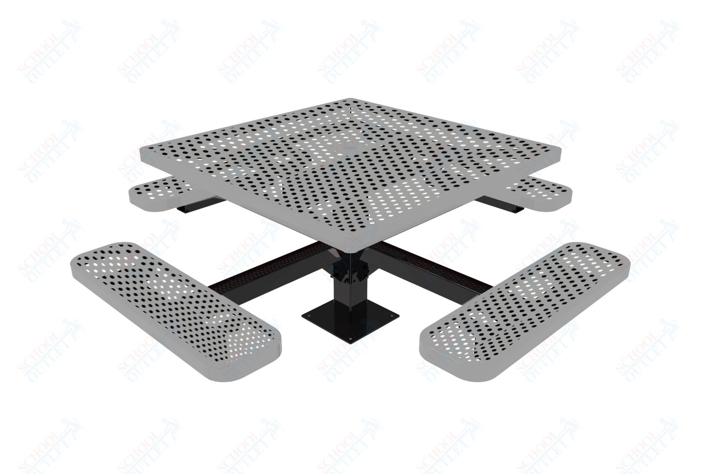 MyTcoat MYT-TSQ46-13 46″ Square Pedestal Picnic Table With Surface Mount (76"W x 76"D x 30"H)