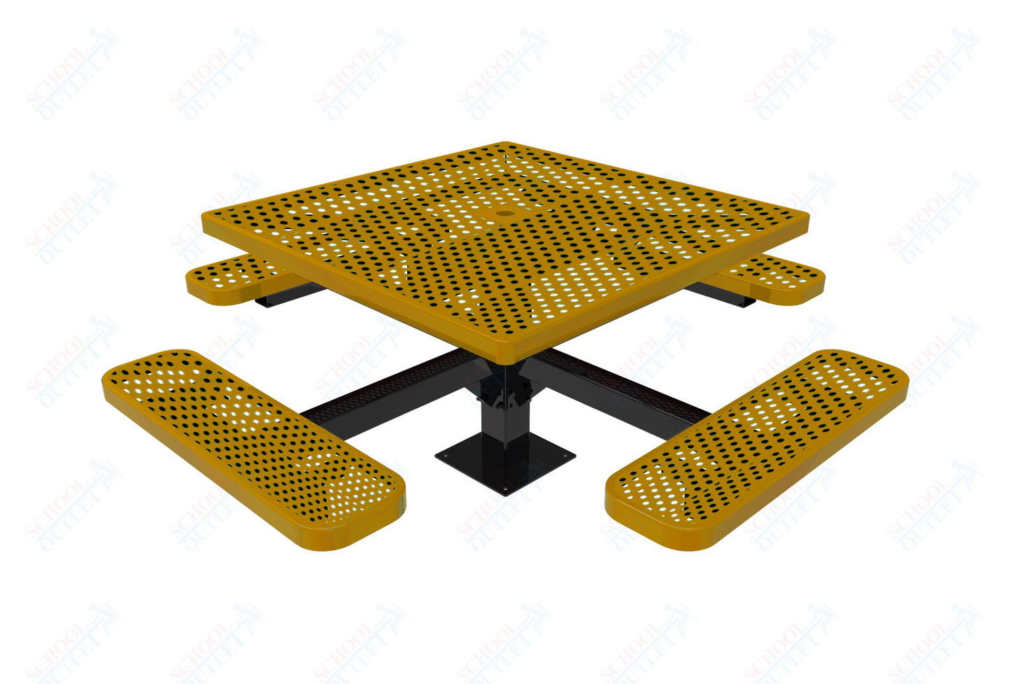 MyTcoat MYT-TSQ46-13 46″ Square Pedestal Picnic Table With Surface Mount (76"W x 76"D x 30"H)