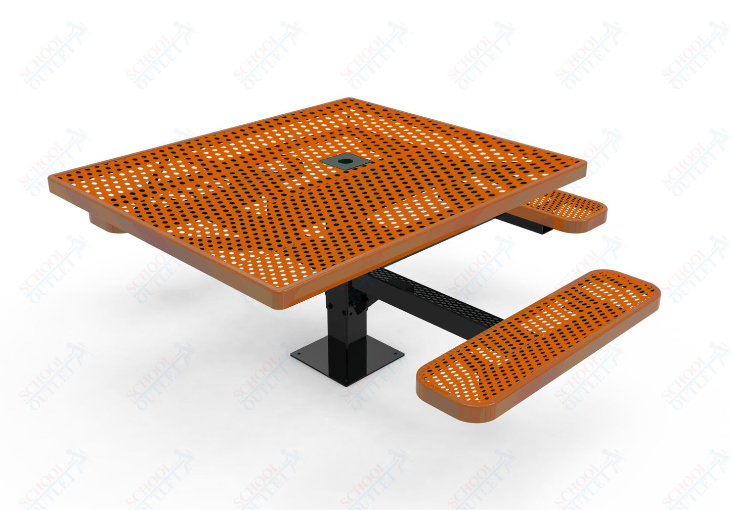 MyTcoat MYT-TSQ46-15-013 46″ Square Pedestal Picnic Table with Surface Mount, 3 Seat And ADA Accessible (77"W x 69.5"D x 30"H)