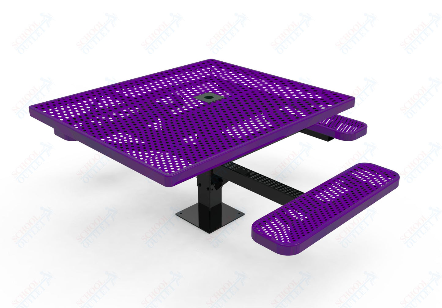 MyTcoat MYT-TSQ46-15-013 46″ Square Pedestal Picnic Table with Surface Mount, 3 Seat And ADA Accessible (77"W x 69.5"D x 30"H)