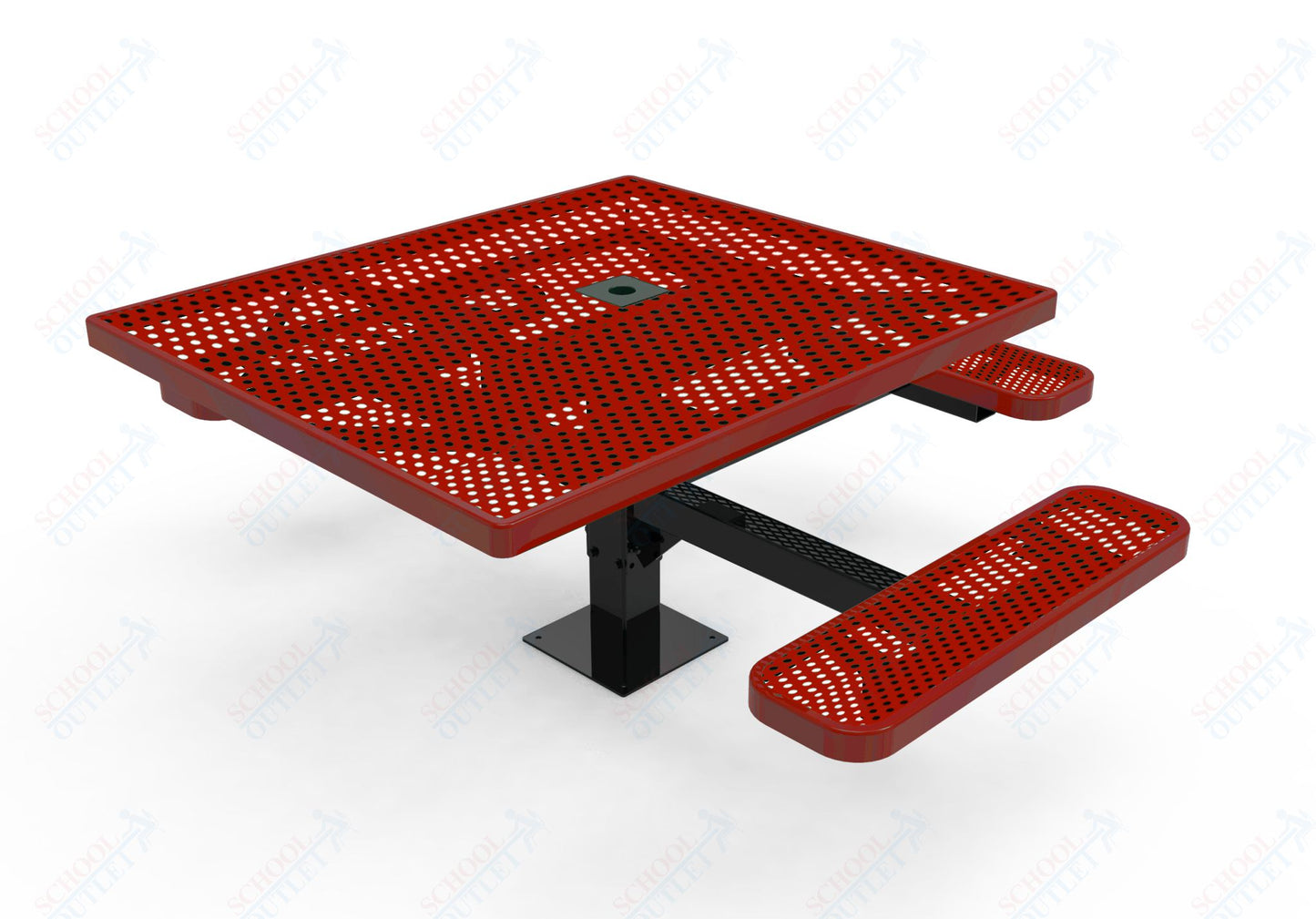 MyTcoat MYT-TSQ46-15-013 46″ Square Pedestal Picnic Table with Surface Mount, 3 Seat And ADA Accessible (77"W x 69.5"D x 30"H)