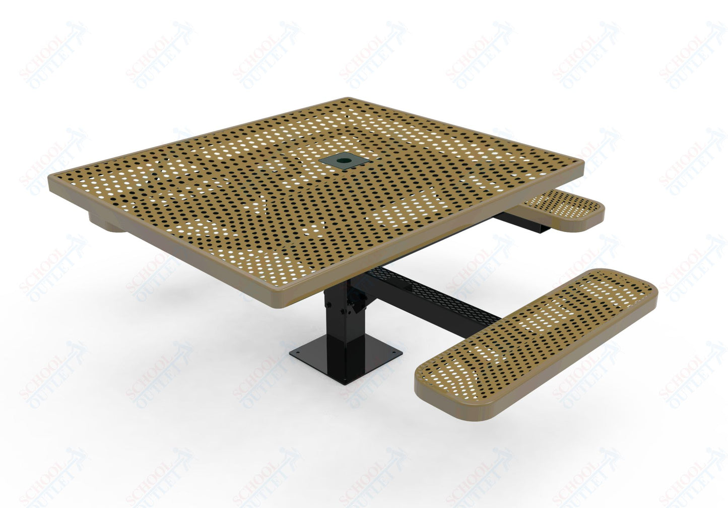 MyTcoat MYT-TSQ46-15-013 46″ Square Pedestal Picnic Table with Surface Mount, 3 Seat And ADA Accessible (77"W x 69.5"D x 30"H)