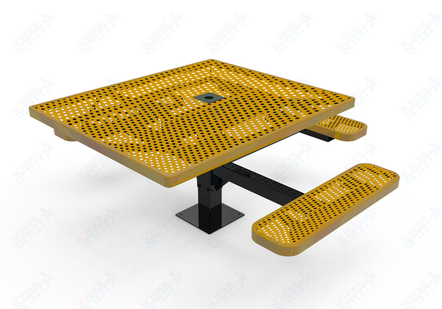 MyTcoat MYT-TSQ46-15-013 46″ Square Pedestal Picnic Table with Surface Mount, 3 Seat And ADA Accessible (77"W x 69.5"D x 30"H)