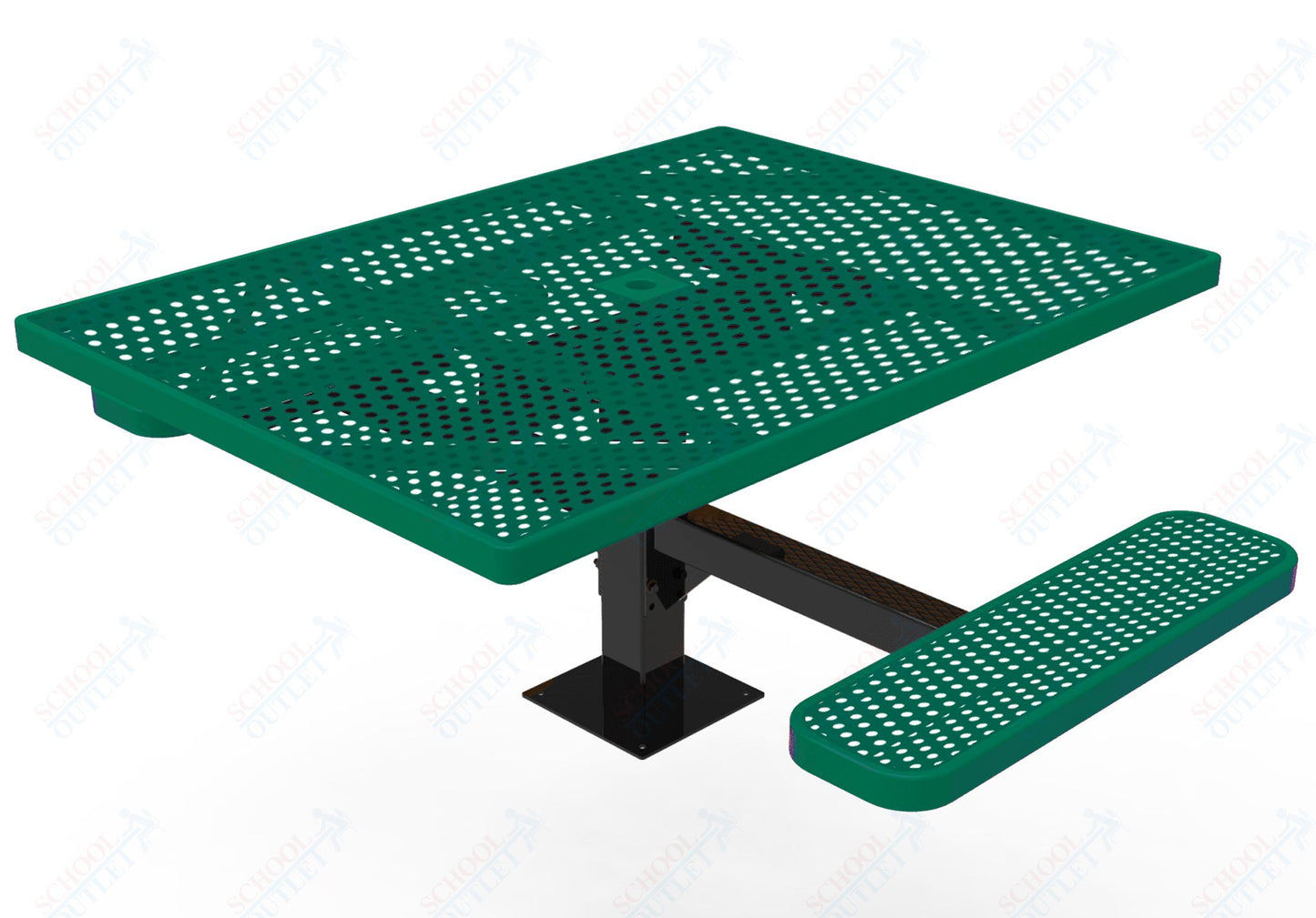 MyTcoat MYT-TSQ46-17-012 46″ Square Pedestal Picnic Table with Surface Mount, 2 Seat and Alternate ADA Accessible (77"W x 63"D x 30"H)